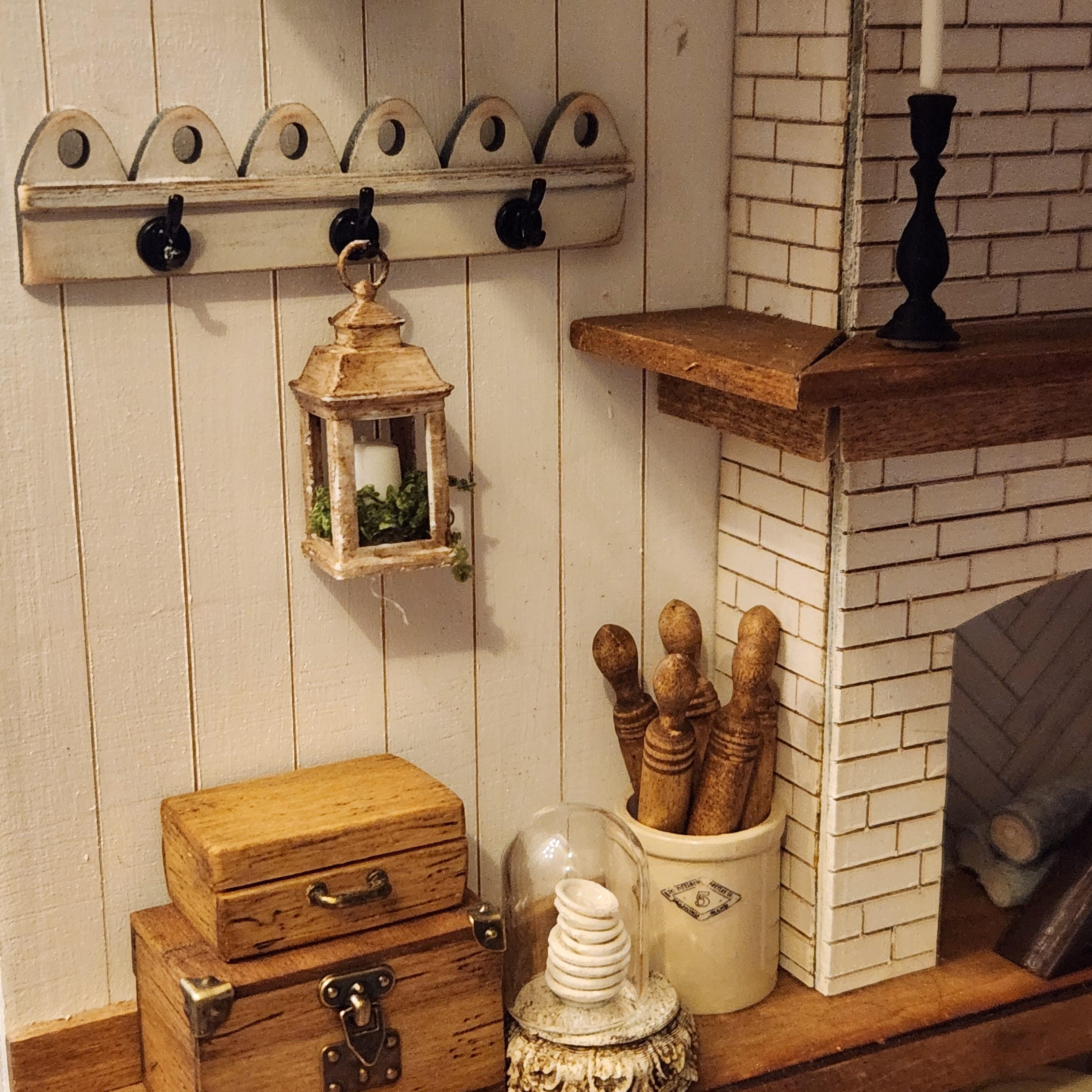1:12 Scale Miniature Lantern Candleholder – Farmhouse Style Decor