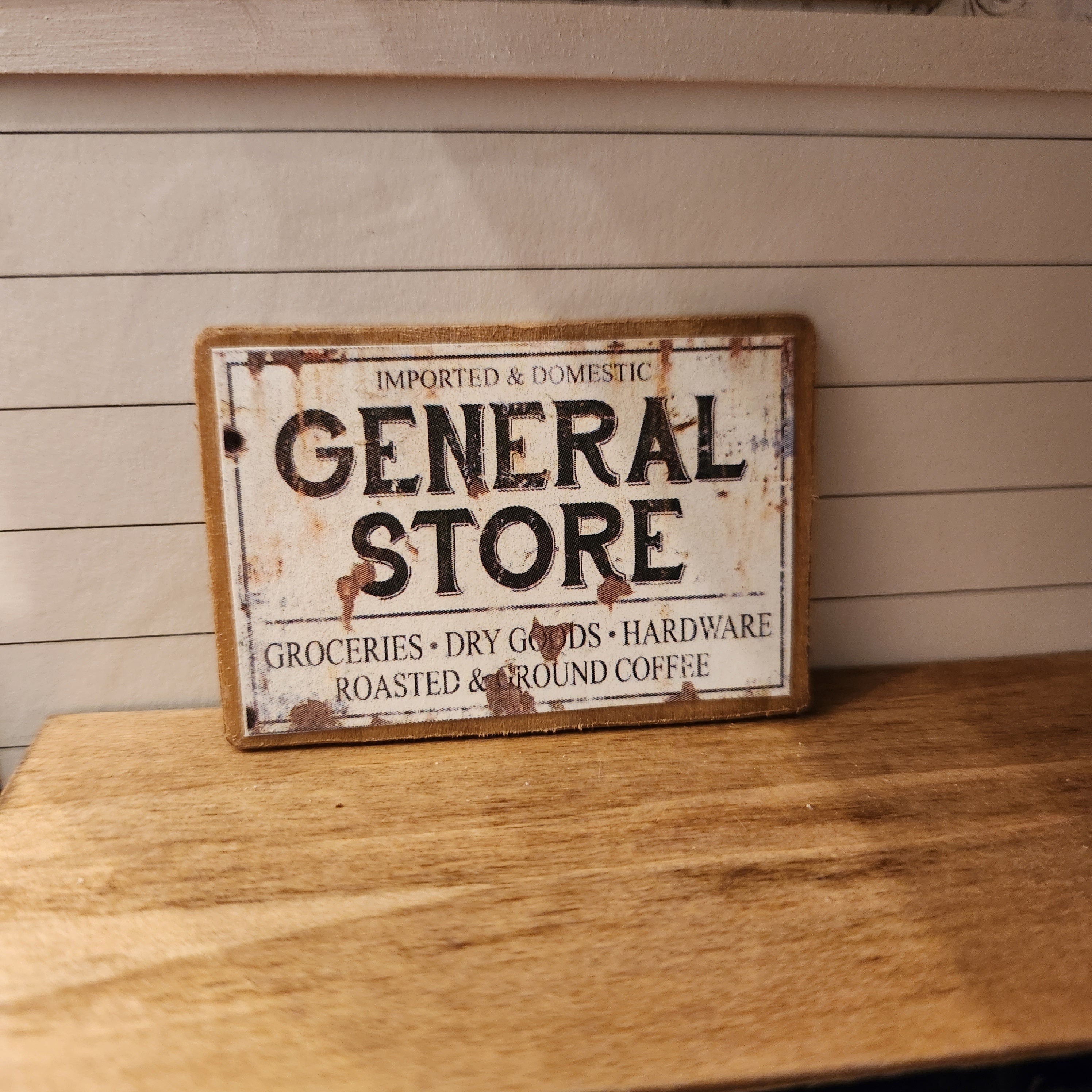 1:12 Scale Miniature "General Store" Wood Sign – Vintage Farmhouse Decor