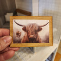 Miniature Highland Cow Wood Sign – 1:12 Scale Dollhouse Art