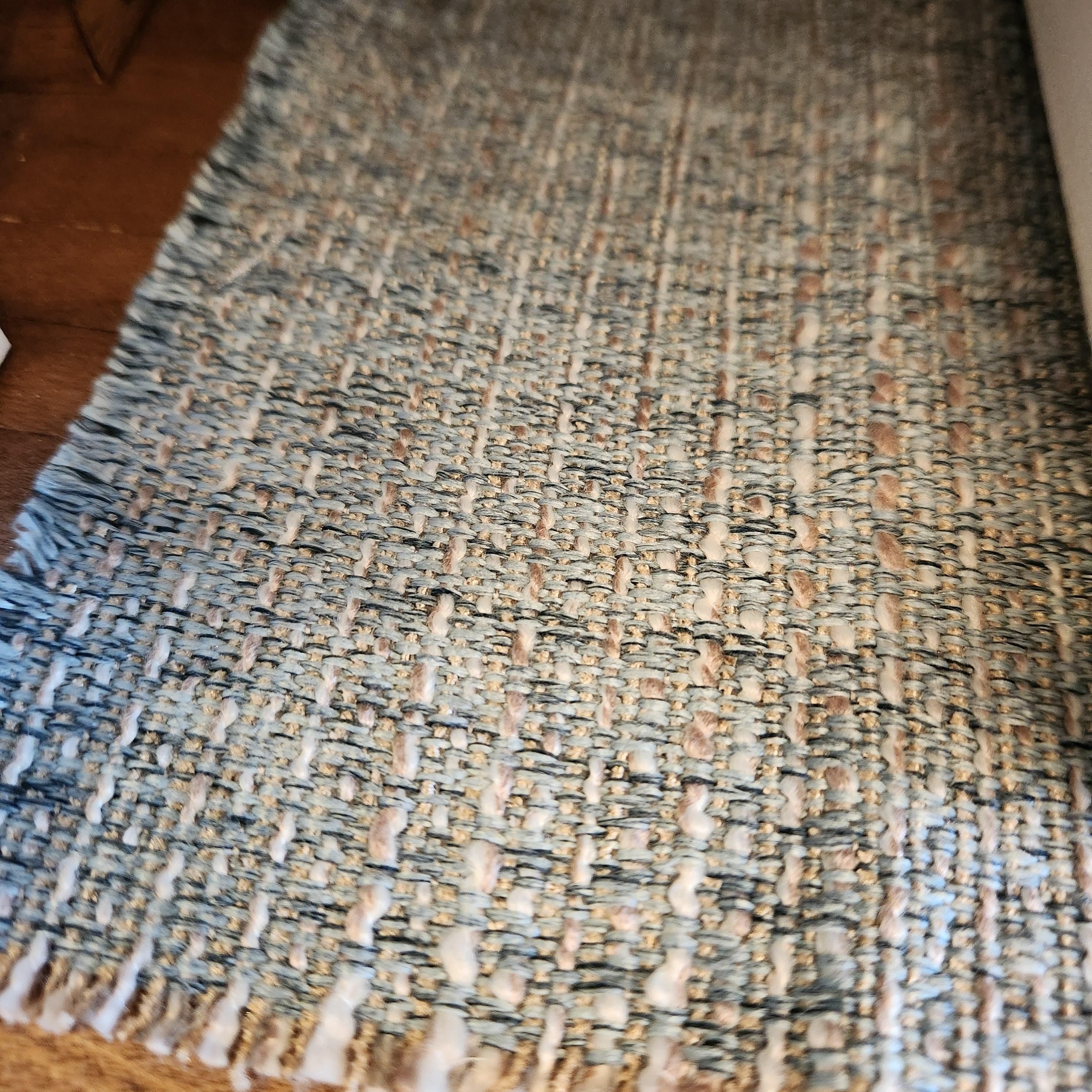 1:12 Scale Miniature Blue Speckled Rug – Farmhouse Area Rug with Fringe