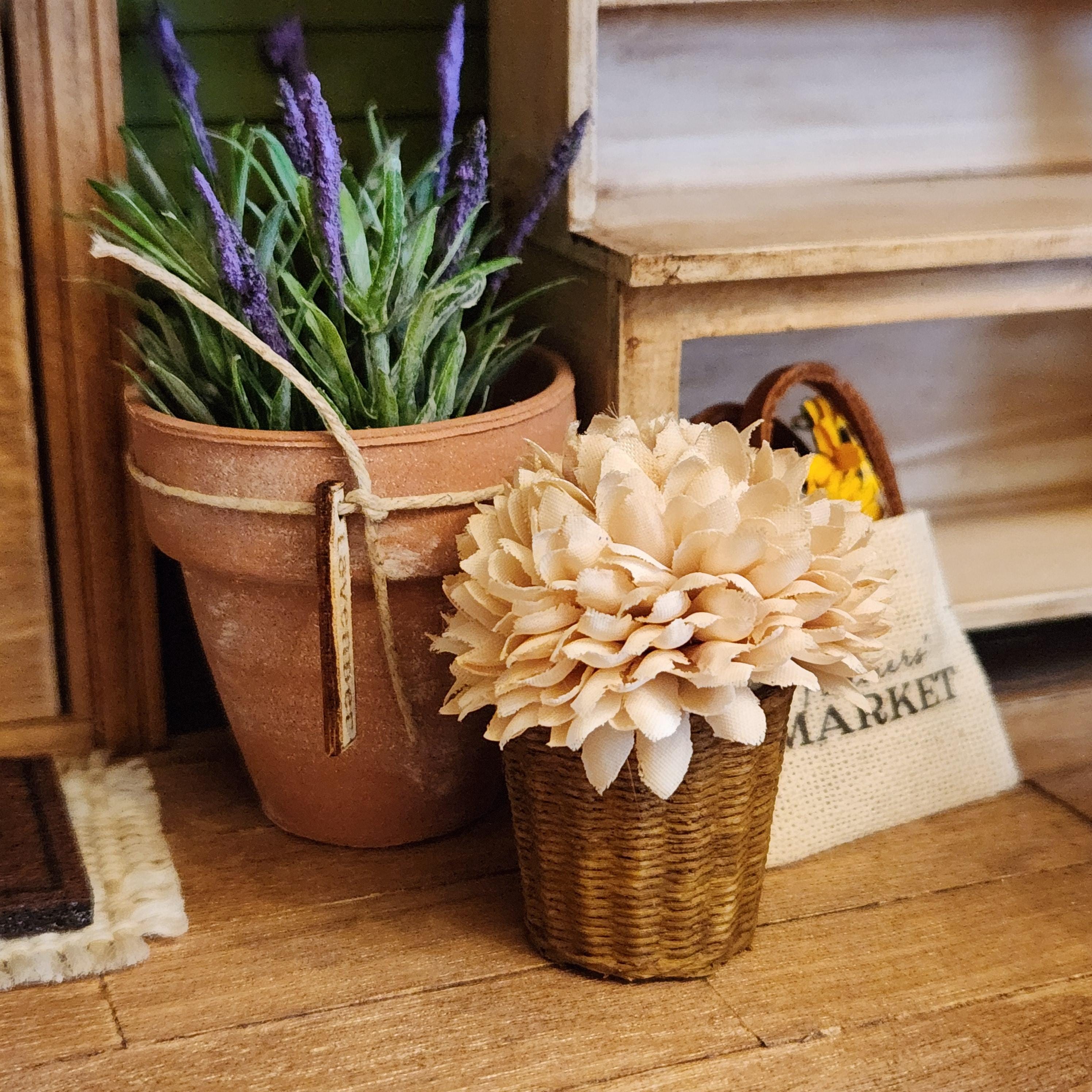 Dollhouse Miniature Potted Flowers | Basket of Flowers, Spring Accent