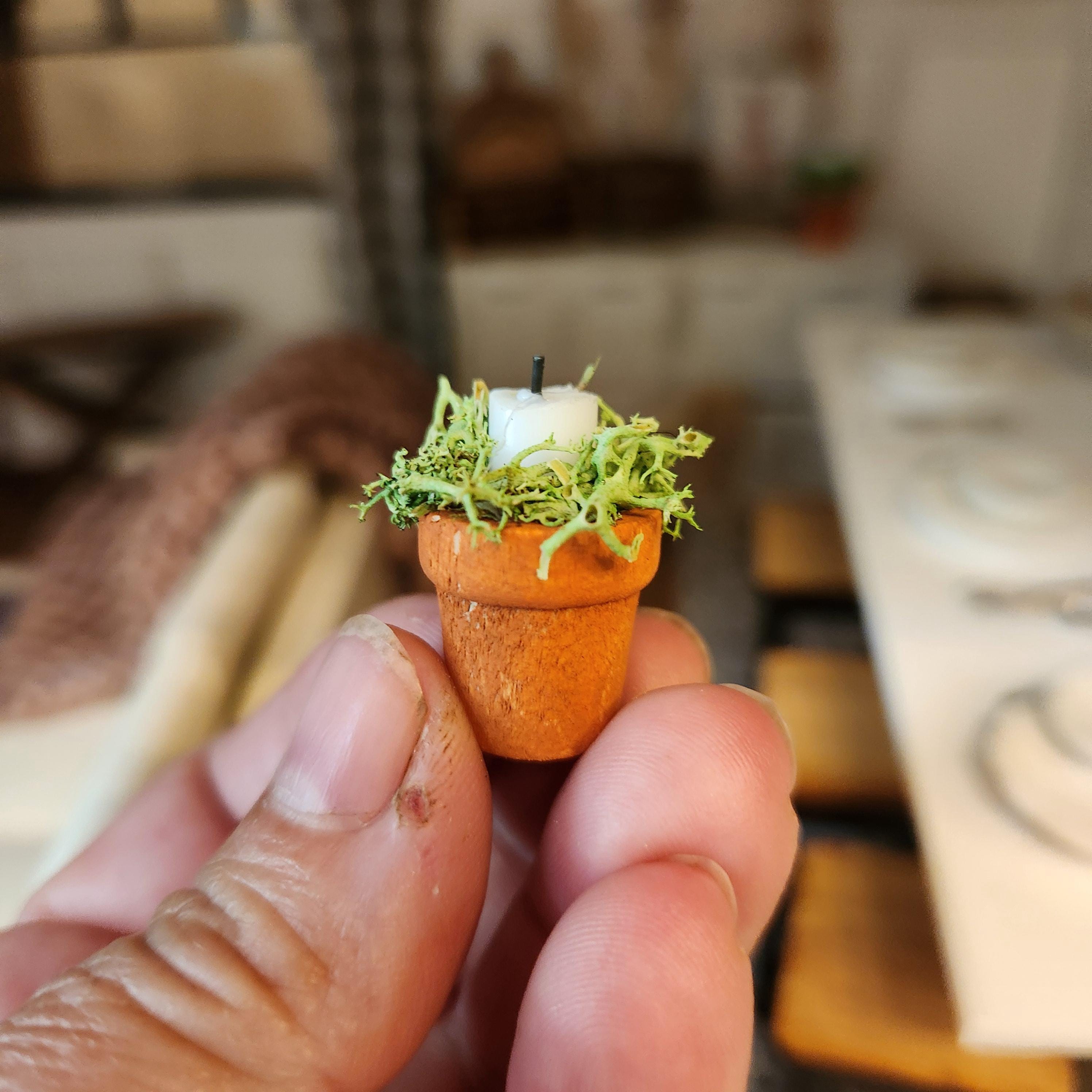 1:12 Scale Miniature Terra Cotta Candleholder – Farmhouse Summer Decor