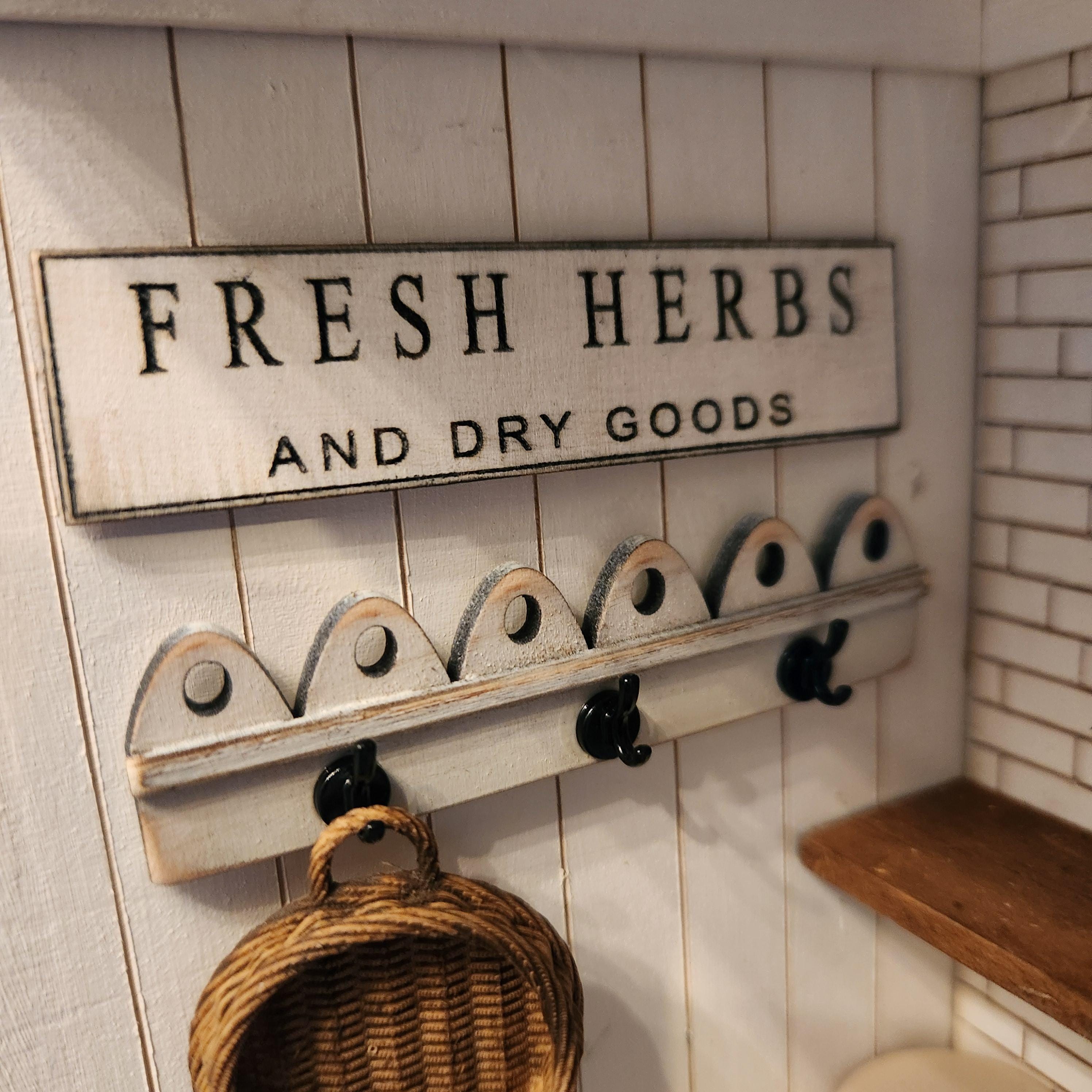 Dollhouse Miniature FRESH HERBS Sign, Farmhouse Decor, 1:12 Scale