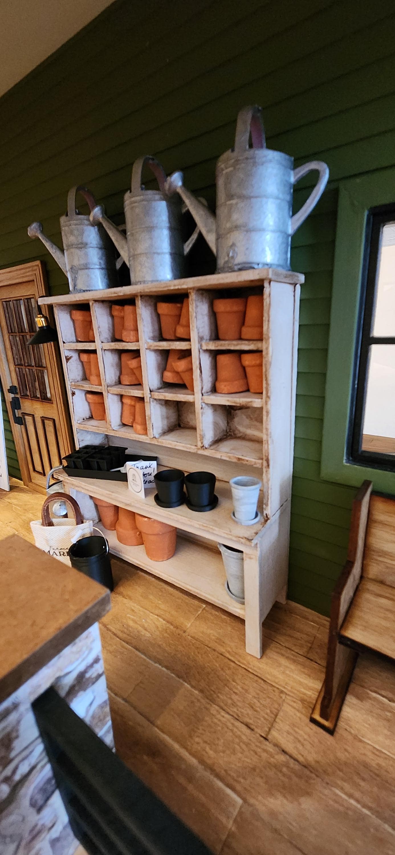 1:12 Scale Miniature Potting Bench – Rustic White Antiqued or DIY Unfinished