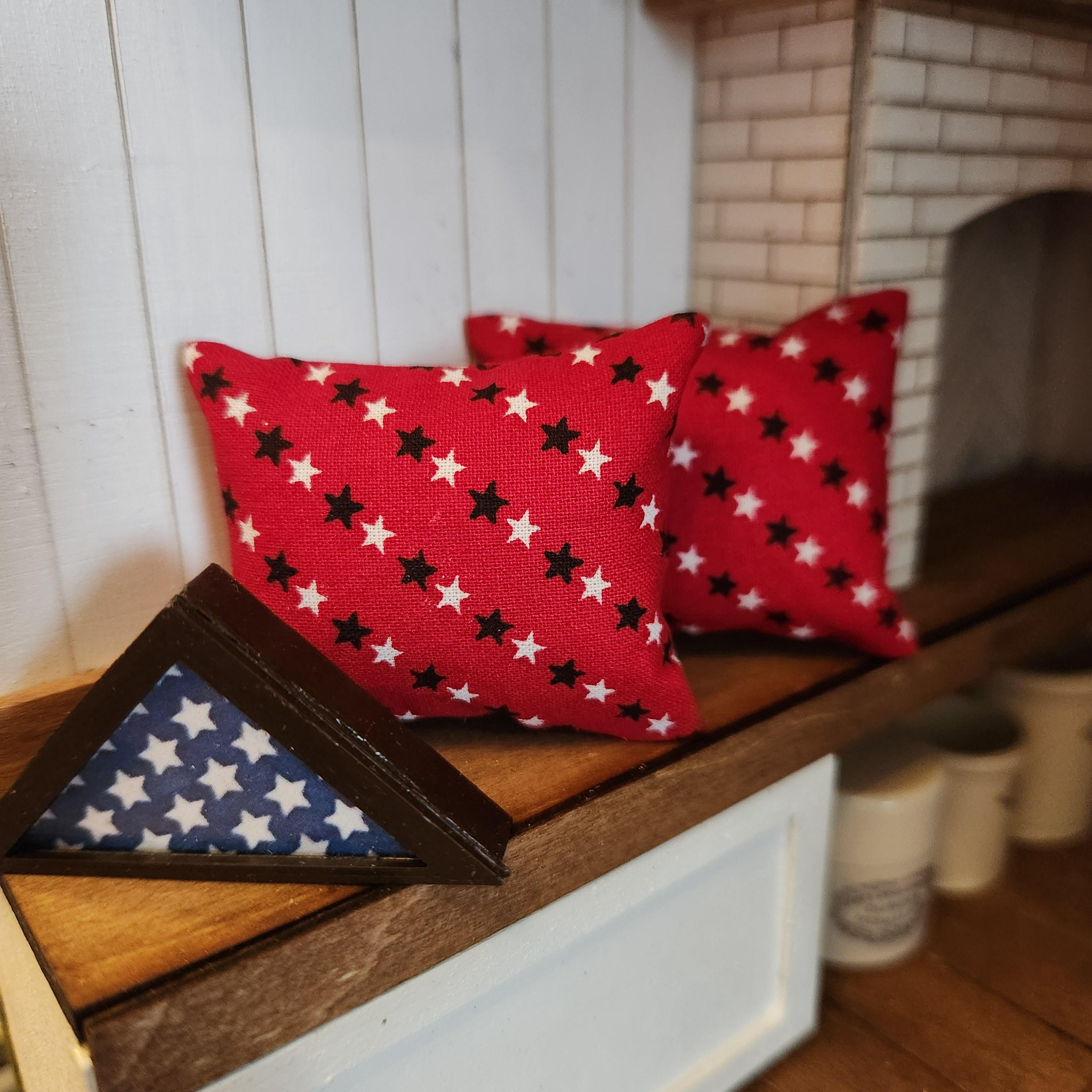 Dollhouse Miniature Pillow, Patriotic Stars, 1:12 Scale