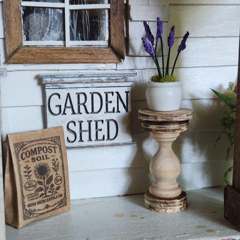 1:12 Scale Miniature Wooden Pedestal – Rustic Plant Stand & Display Riser