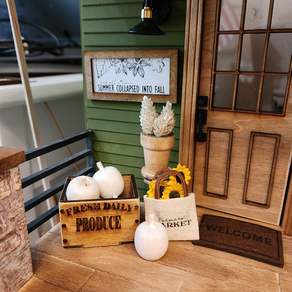 Dollhouse Miniature Fall Sign, 1:12 Scale Farmhouse Decor