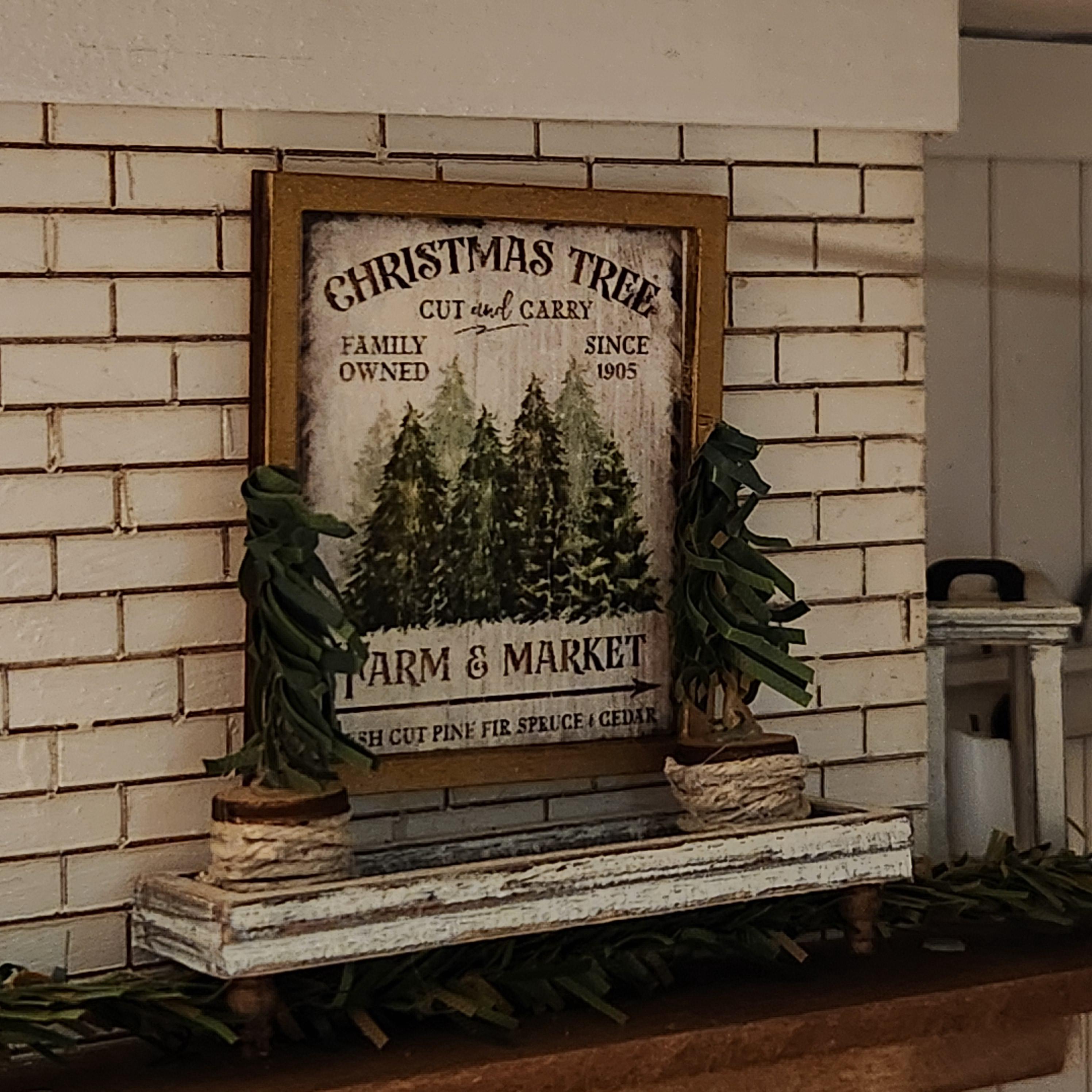 1:12 Scale Miniature "Golden Forest" Framed Art – Holiday Decor