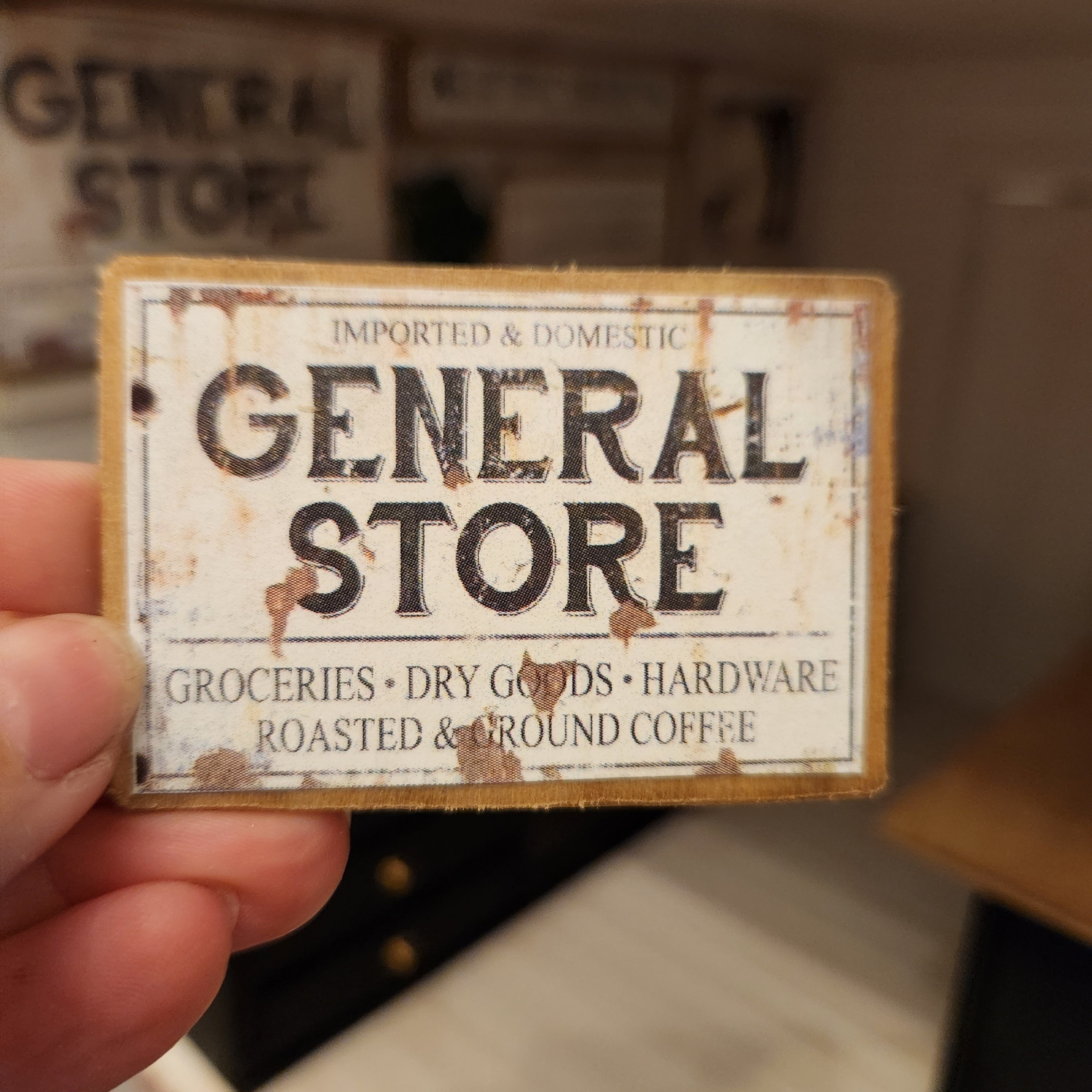 1:12 Scale Miniature "General Store" Wood Sign – Vintage Farmhouse Decor