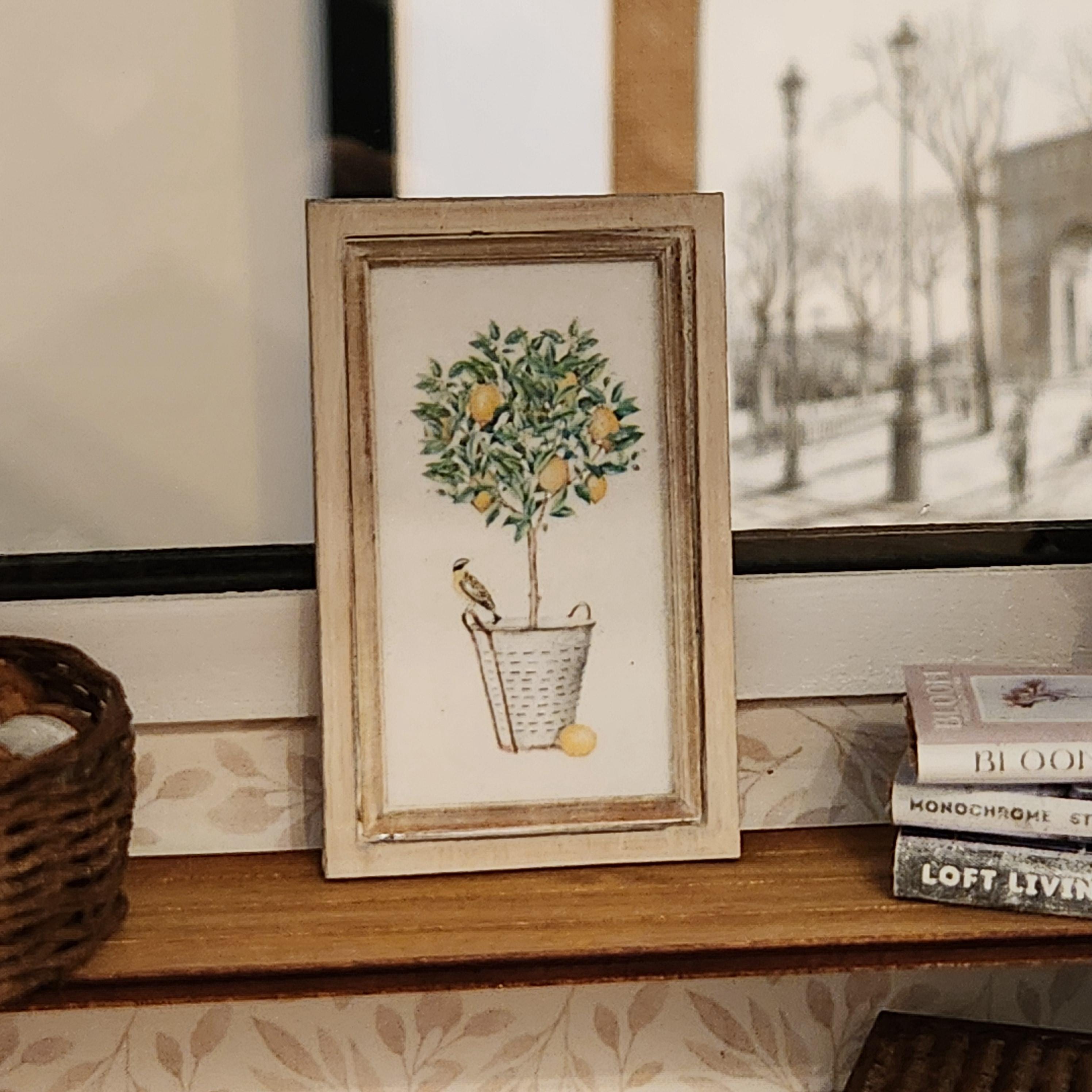 1:12 Scale Miniature Lemon Topiary Wood Sign – Farmhouse Spring Wall Decor
