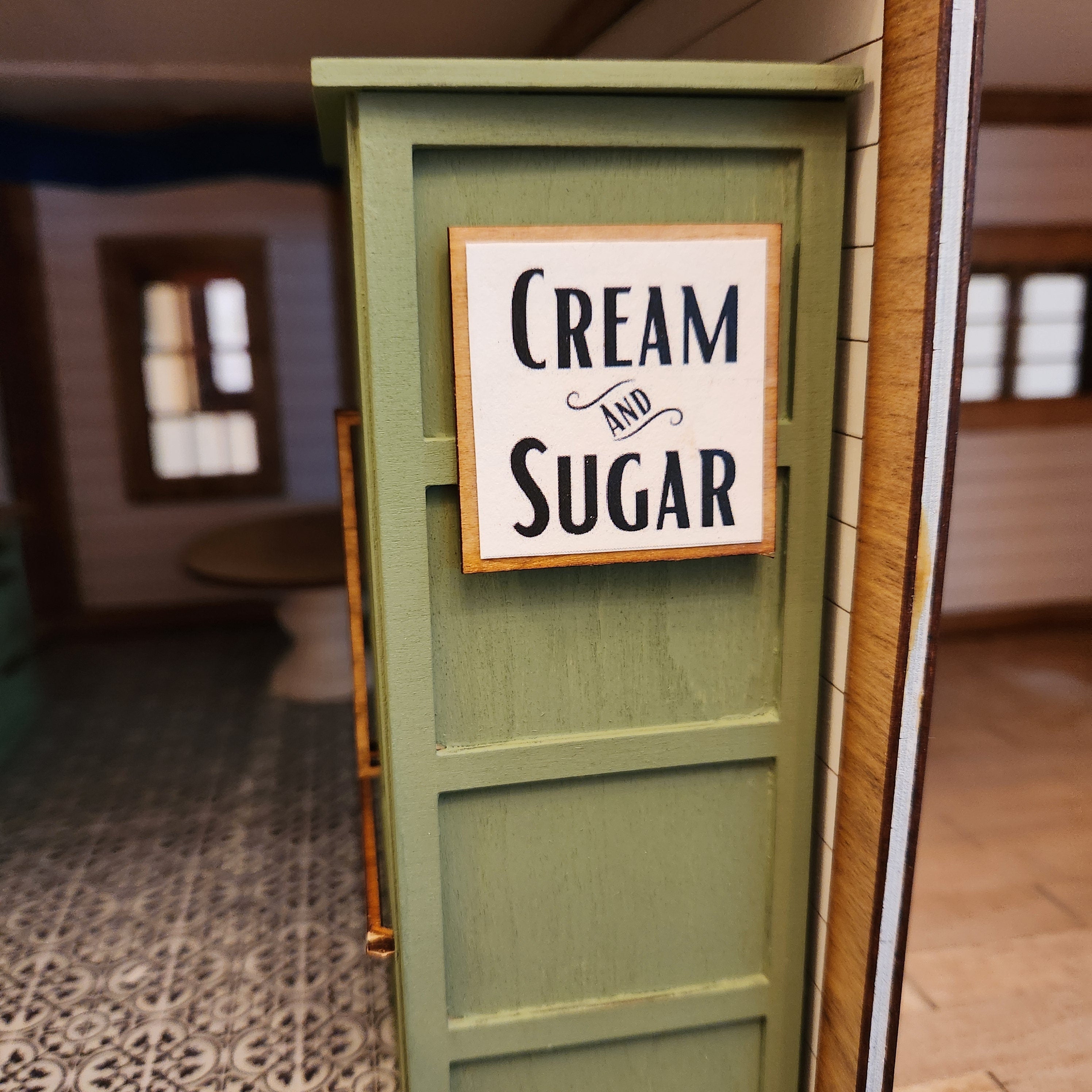 Dollhouse Miniatures Cream and Sugar Sign, Farmhouse Decor, 1:12 Scale