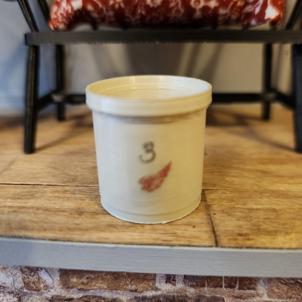 1:12 Scale Miniature Red Wing Crock – Vintage Tan Stoneware Accent