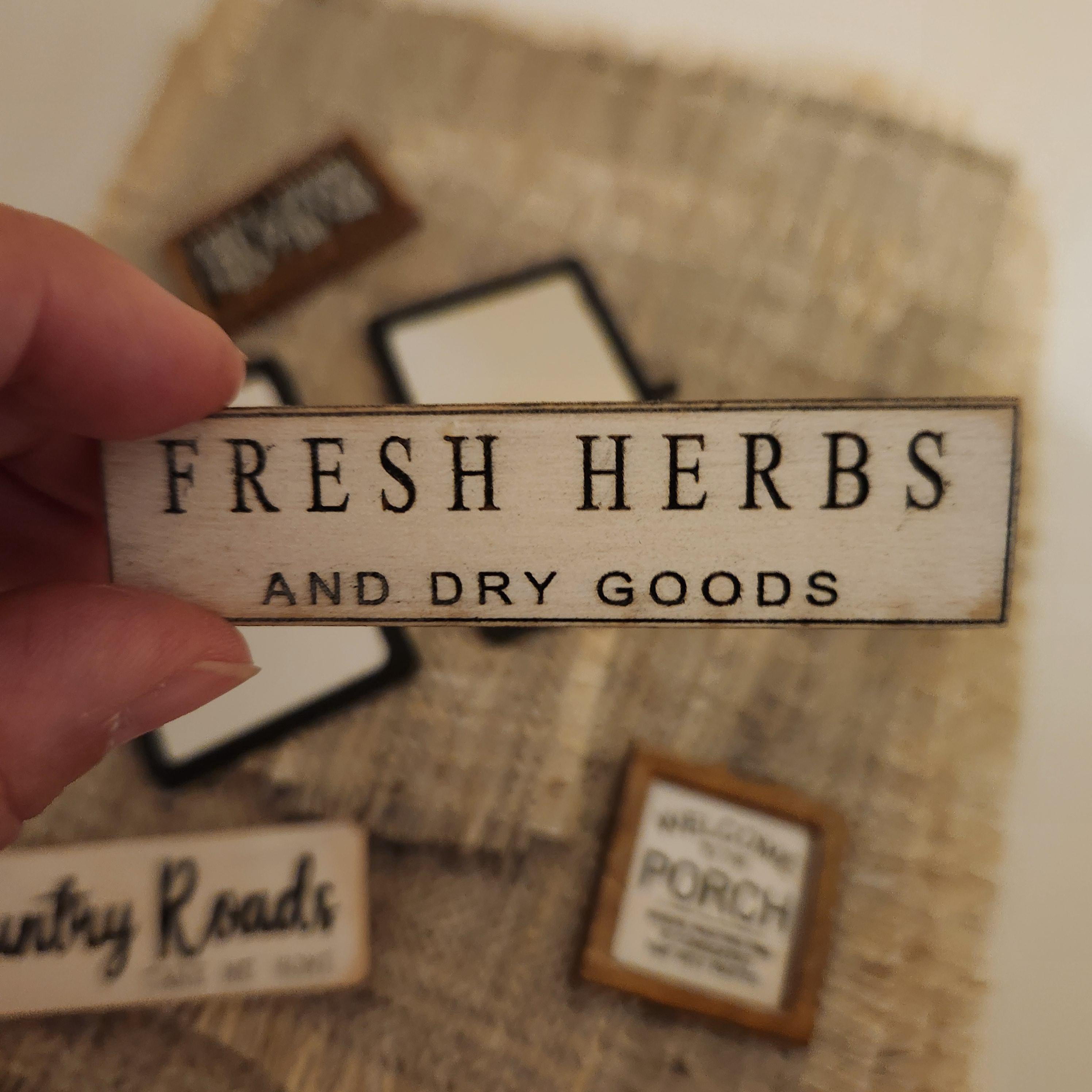 Dollhouse Miniature FRESH HERBS Sign, Farmhouse Decor, 1:12 Scale