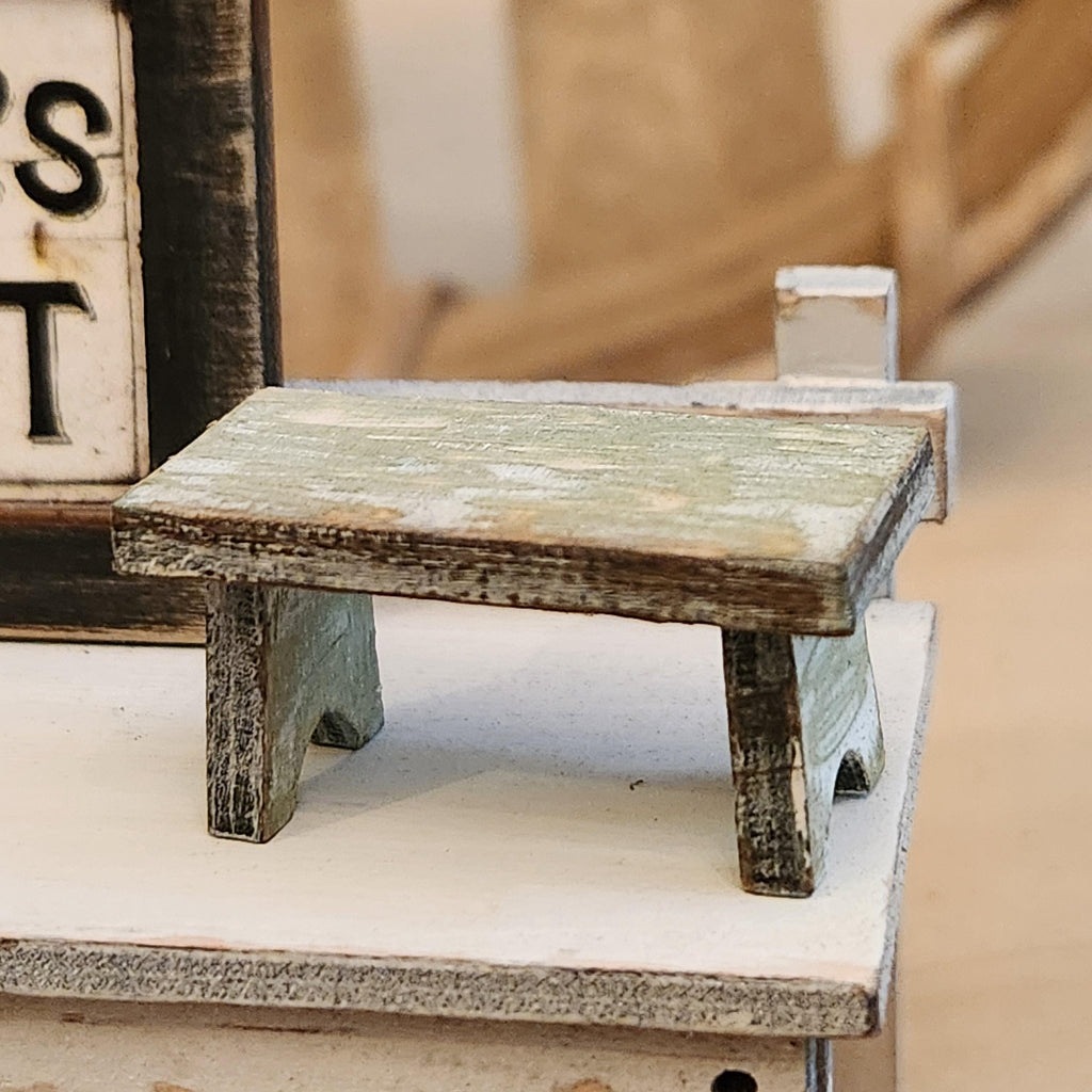 Rustic Dollhouse Miniature Stool Bench, 1:12 Scale
