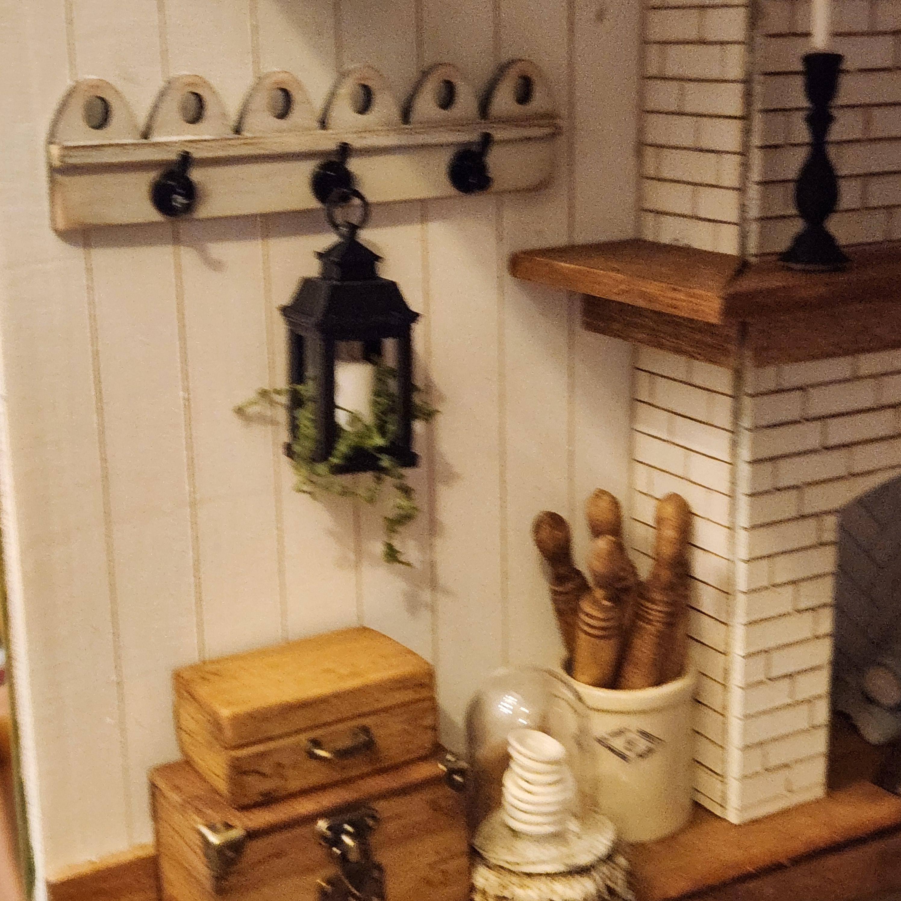 1:12 Scale Miniature Lantern Candleholder – Farmhouse Style Decor