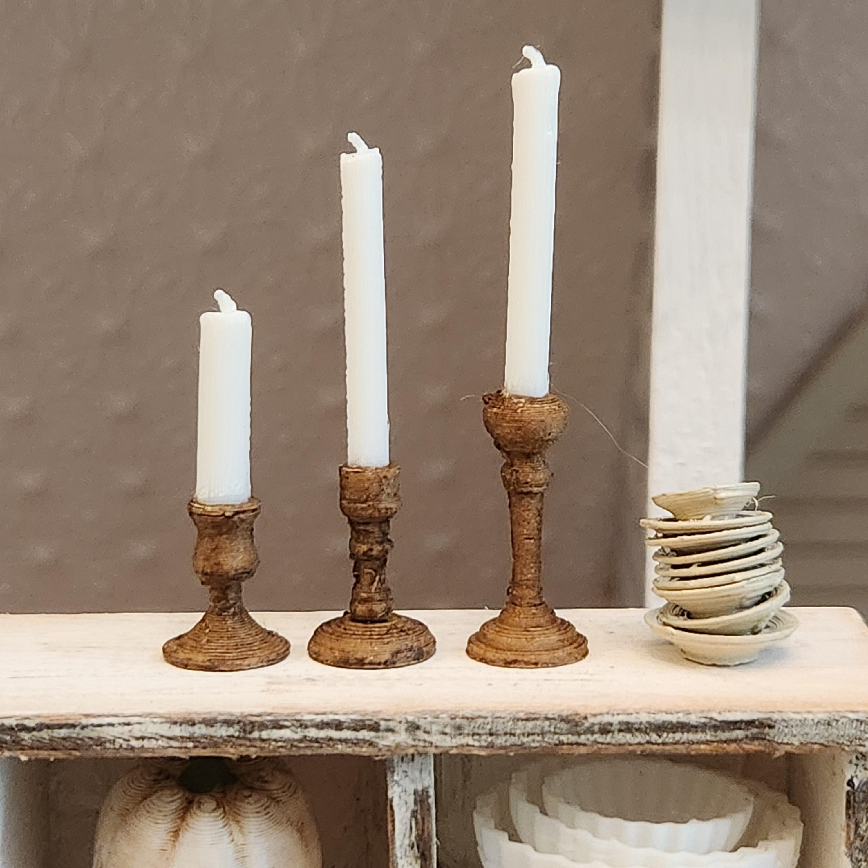 1:12 Scale Miniature Candlesticks – Modern & Traditional Finishes