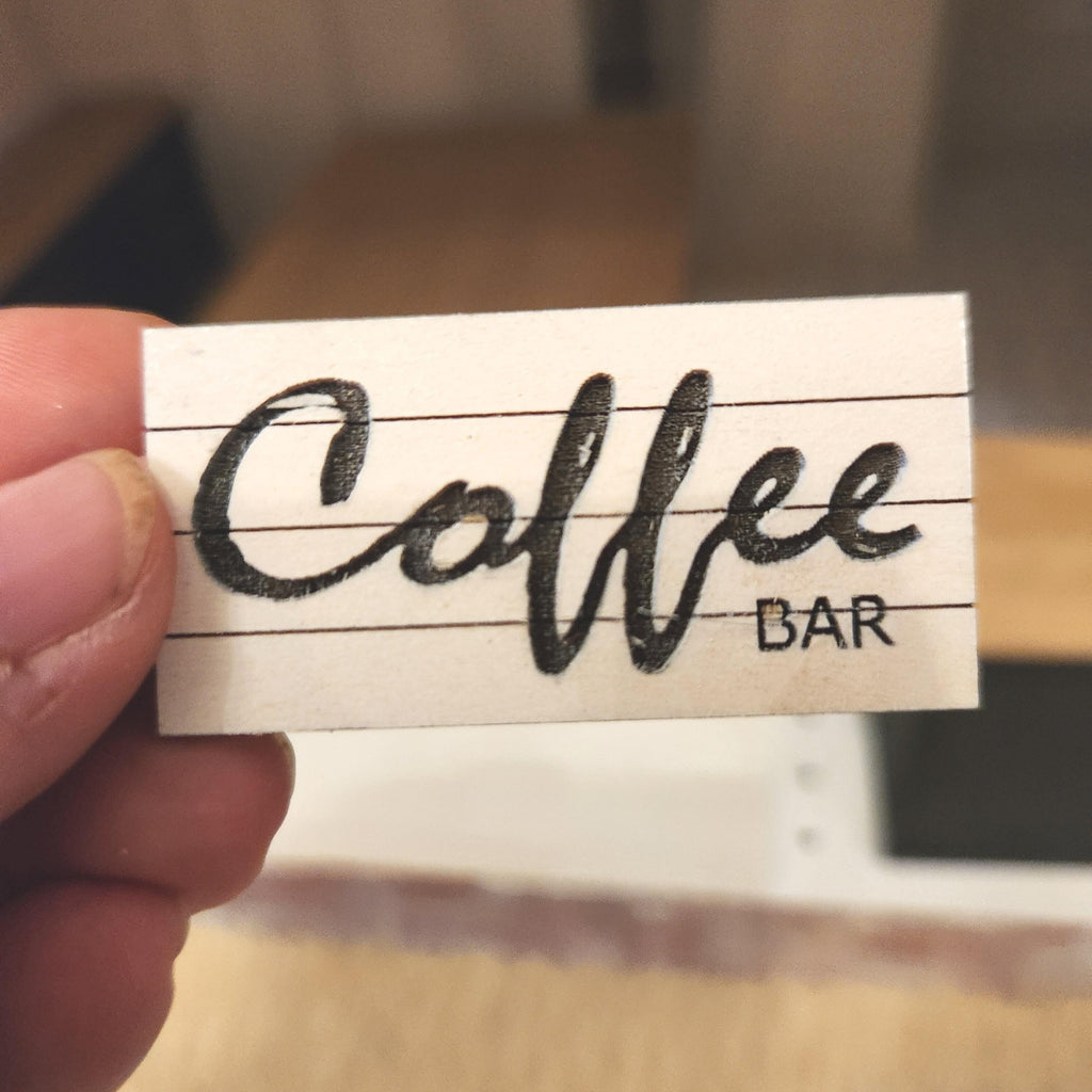 1:12 Scale Miniature Engraved "COFFEE BAR" Sign – Artisan Kitchen Decor