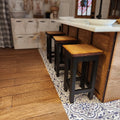 1:12 Scale Miniature Modern Bar Stool – Stained Wood & Metal-Look Legs