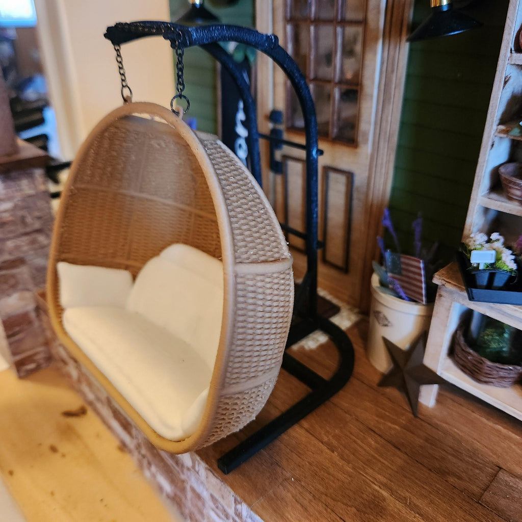 Dollhouse Miniatures Hanging Chair, dollhouse furniture, 1:12 scale