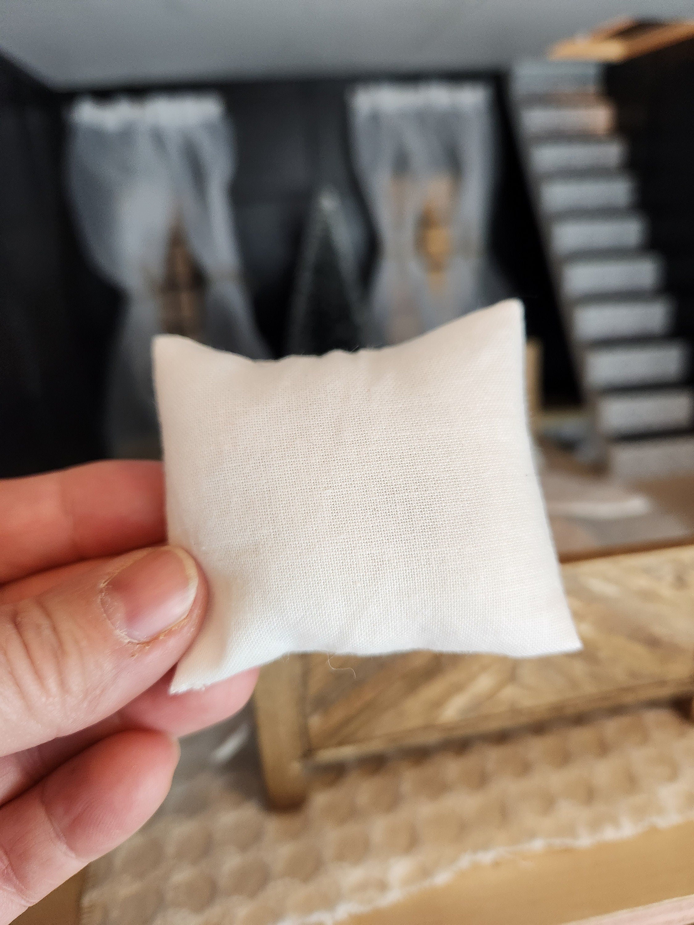 Dollhouse Miniature White Pillow, 1:12 Scale, Decor Pillow