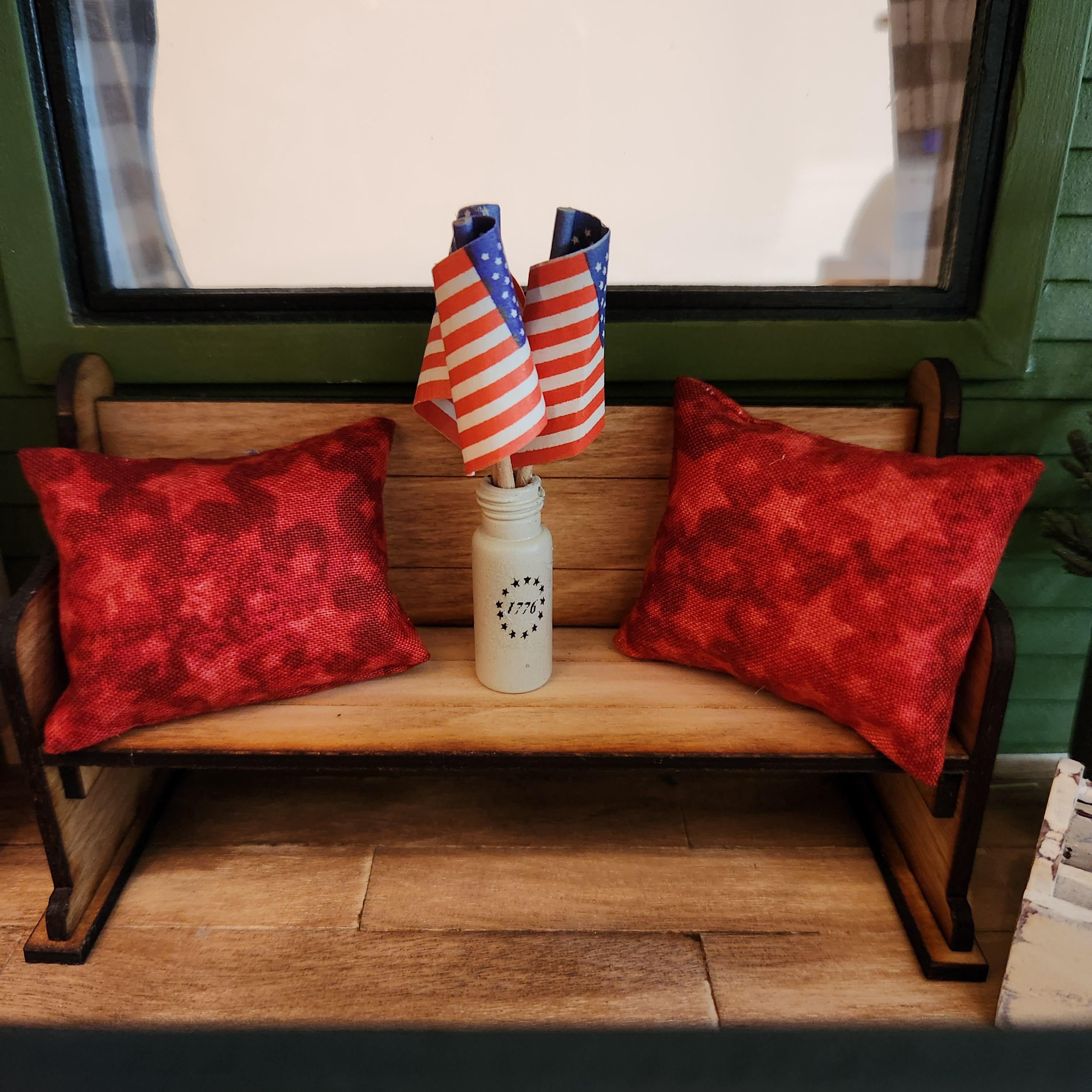 Dollhouse Miniature Pillow, Red Star Accent, 1:12 Scale