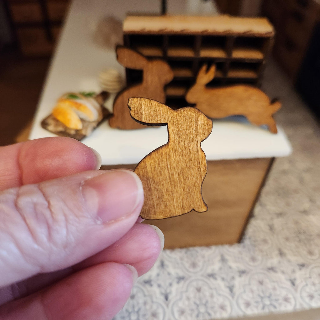 1:12 Scale Miniature Easter Bunny Cutting Boards – Rustic Spring Decor