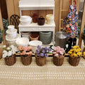 Dollhouse Miniature Potted Flowers | Basket of Flowers, Spring Accent