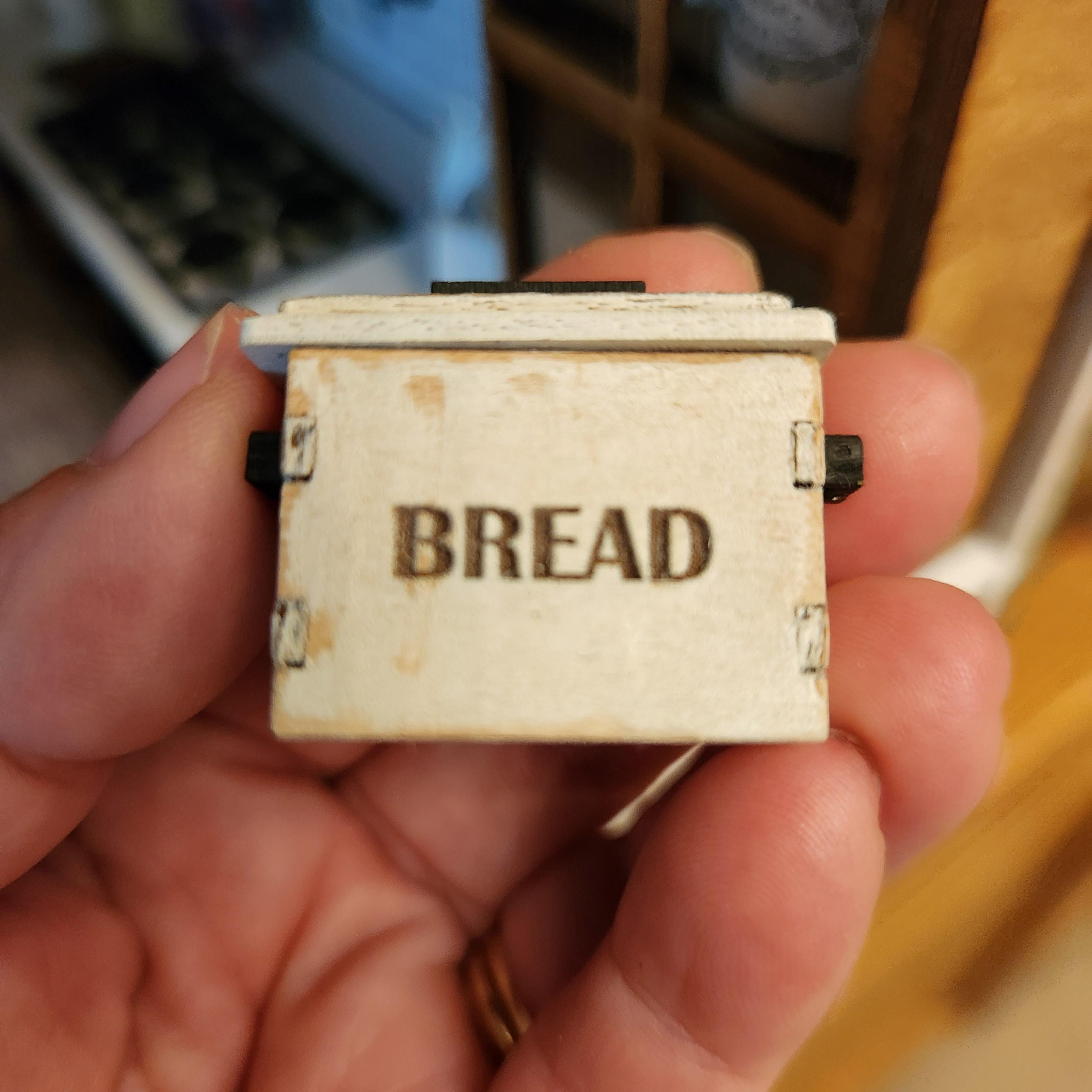 1:12 Scale Miniature Bread Box – Rustic White Distressed Wood