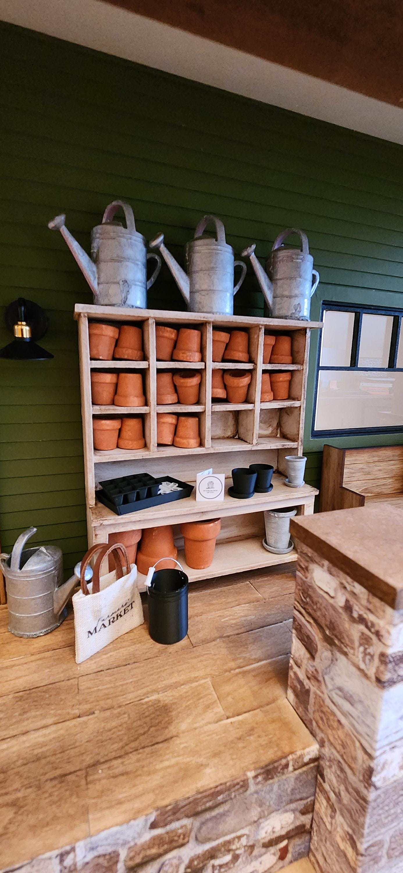 1:12 Scale Miniature Potting Bench – Rustic White Antiqued or DIY Unfinished