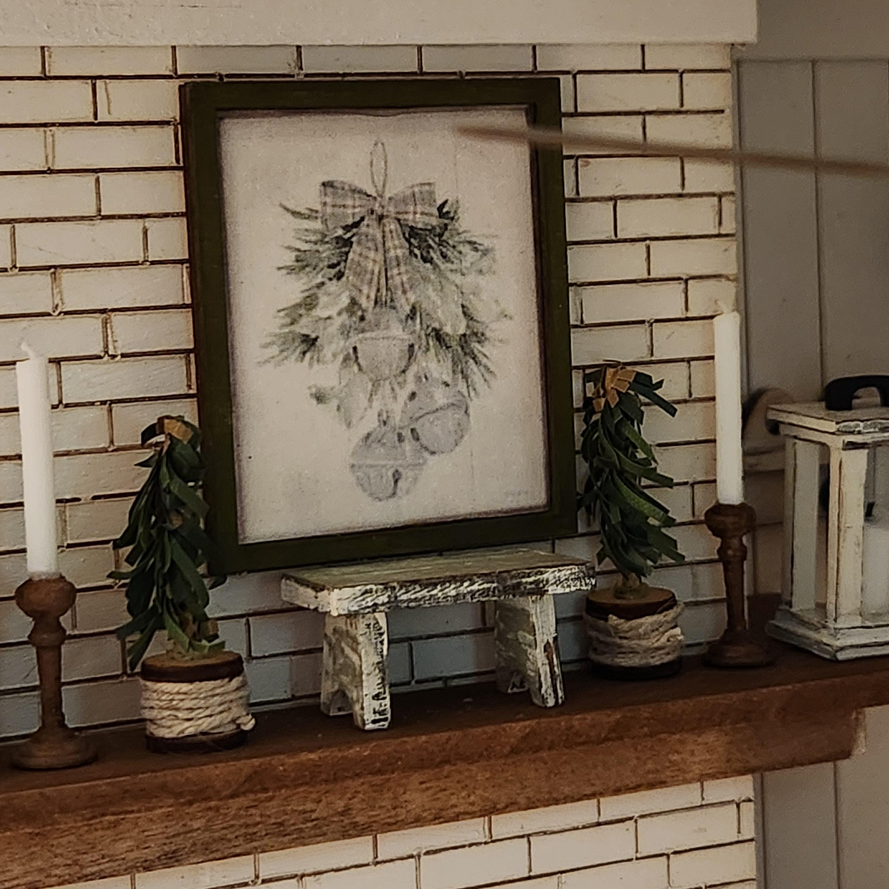 1:12 Scale Miniature "Holiday Chimes" Framed Art – Festive Decor