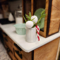 1:12 Scale Miniature White "Ironstone" Holiday Pitcher – Festive Greenery