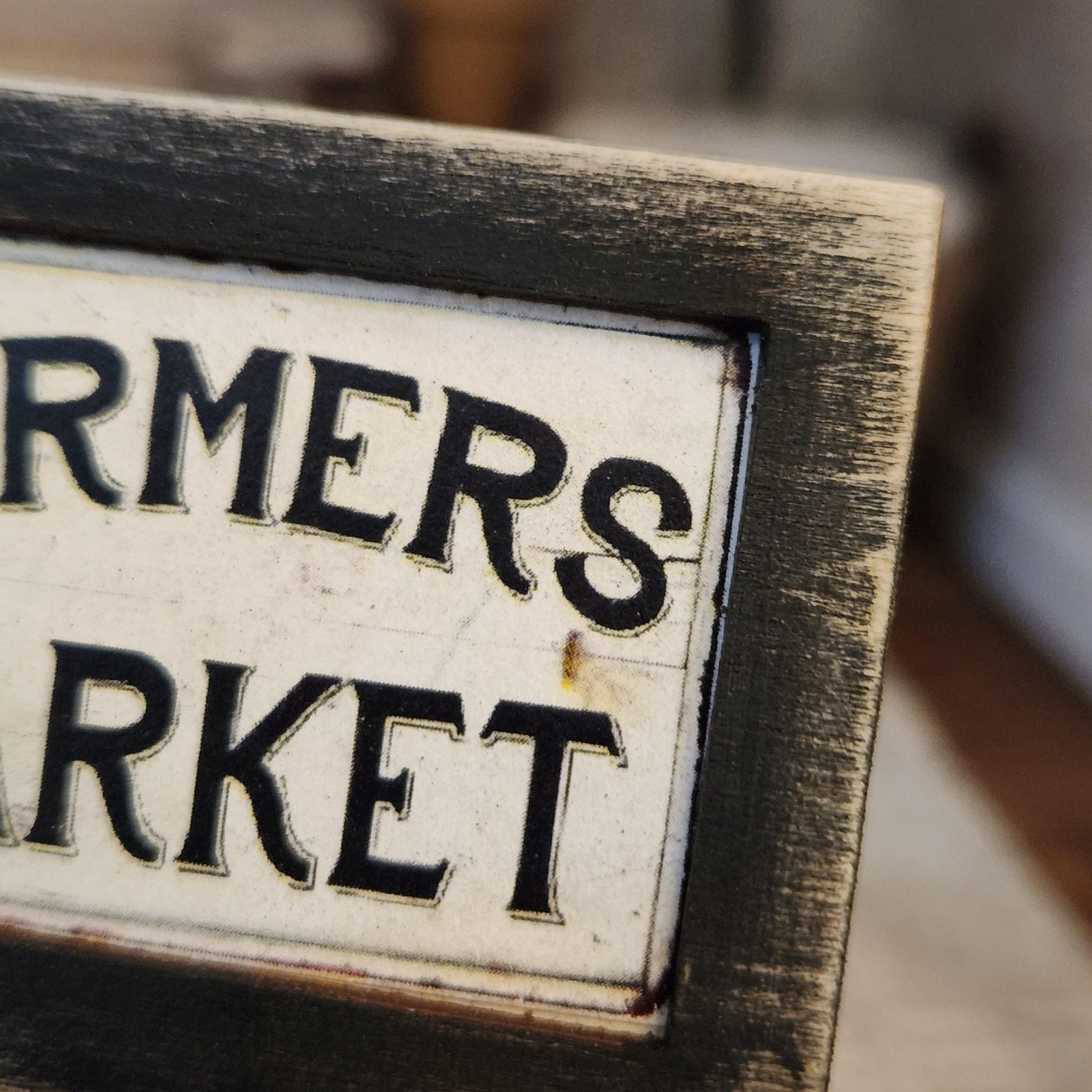 1:12 Scale Miniature "FARMERS MARKET" Wood Sign – Vintage Kitchen Decor