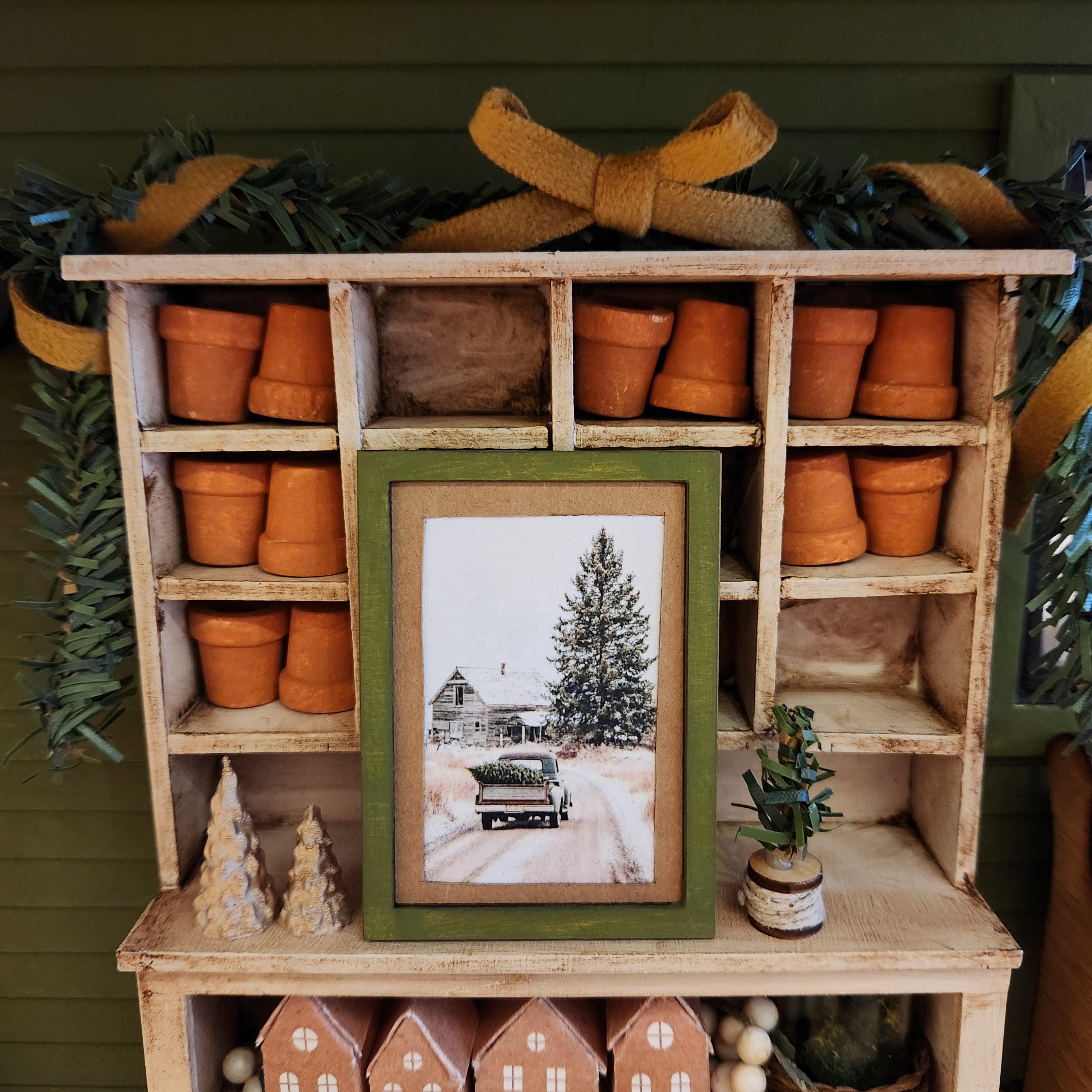 1:12 Scale Miniature "The Tree Hauler" Framed Art – Holiday Decor