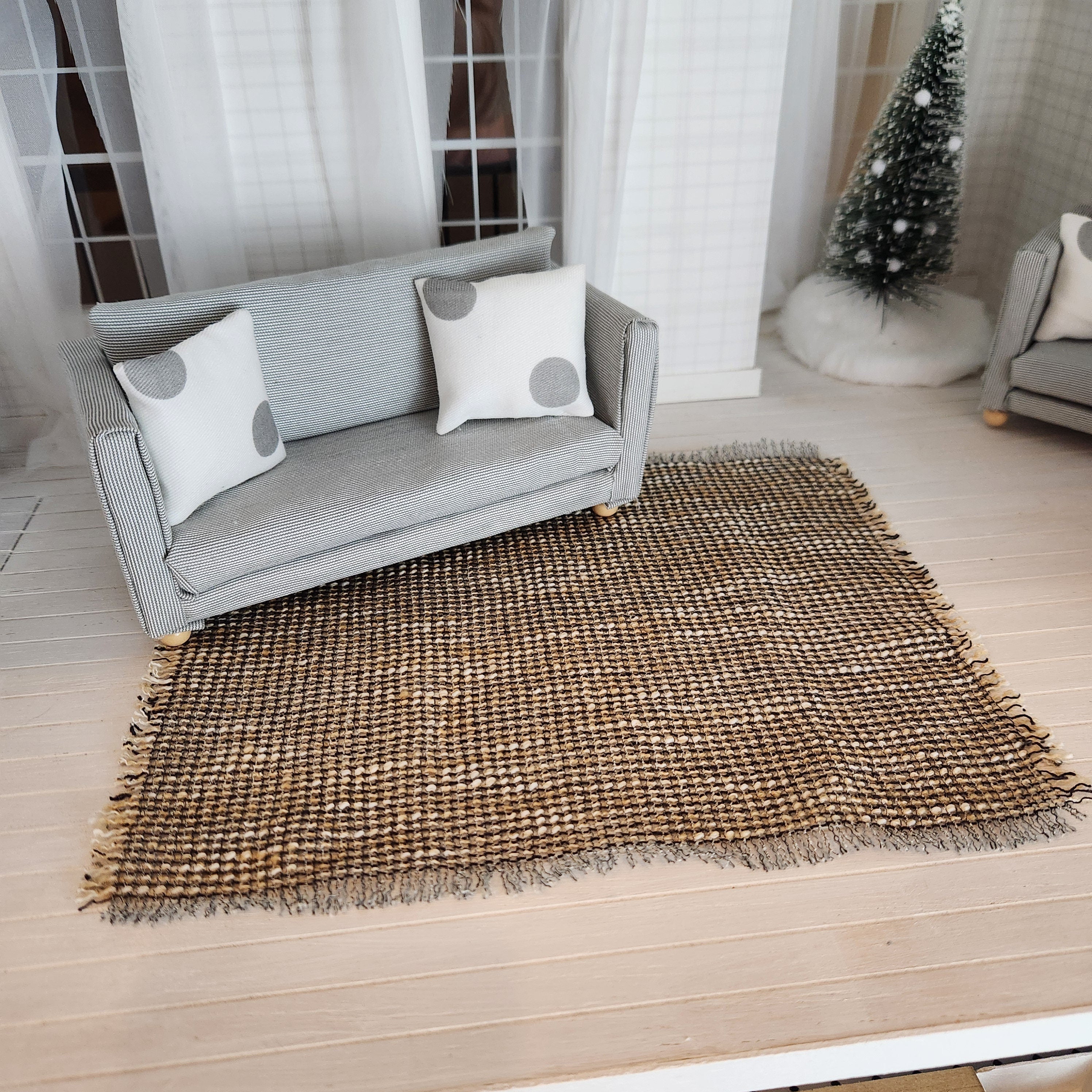 Dollhouse Miniature Area Rug, Farmhouse Decor, 1:12 Scale
