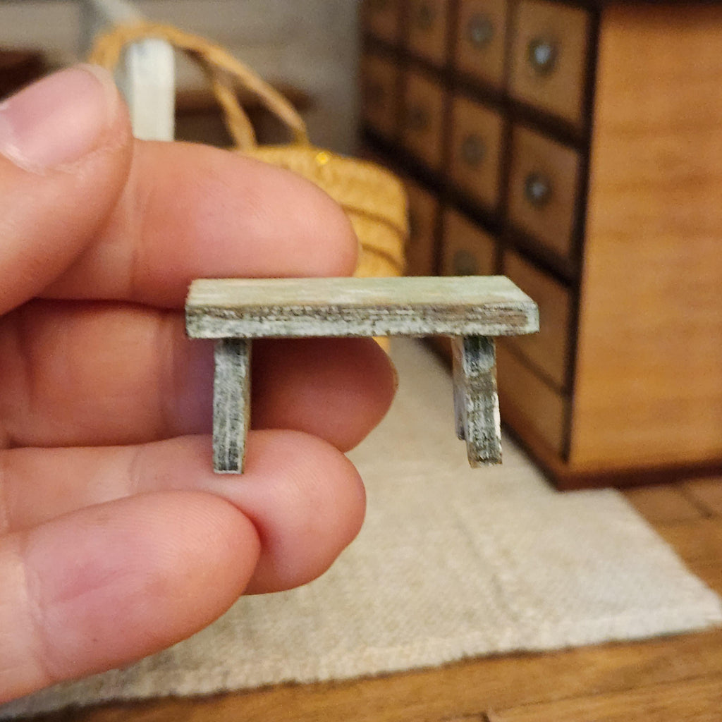 Rustic Dollhouse Miniature Stool Bench, 1:12 Scale
