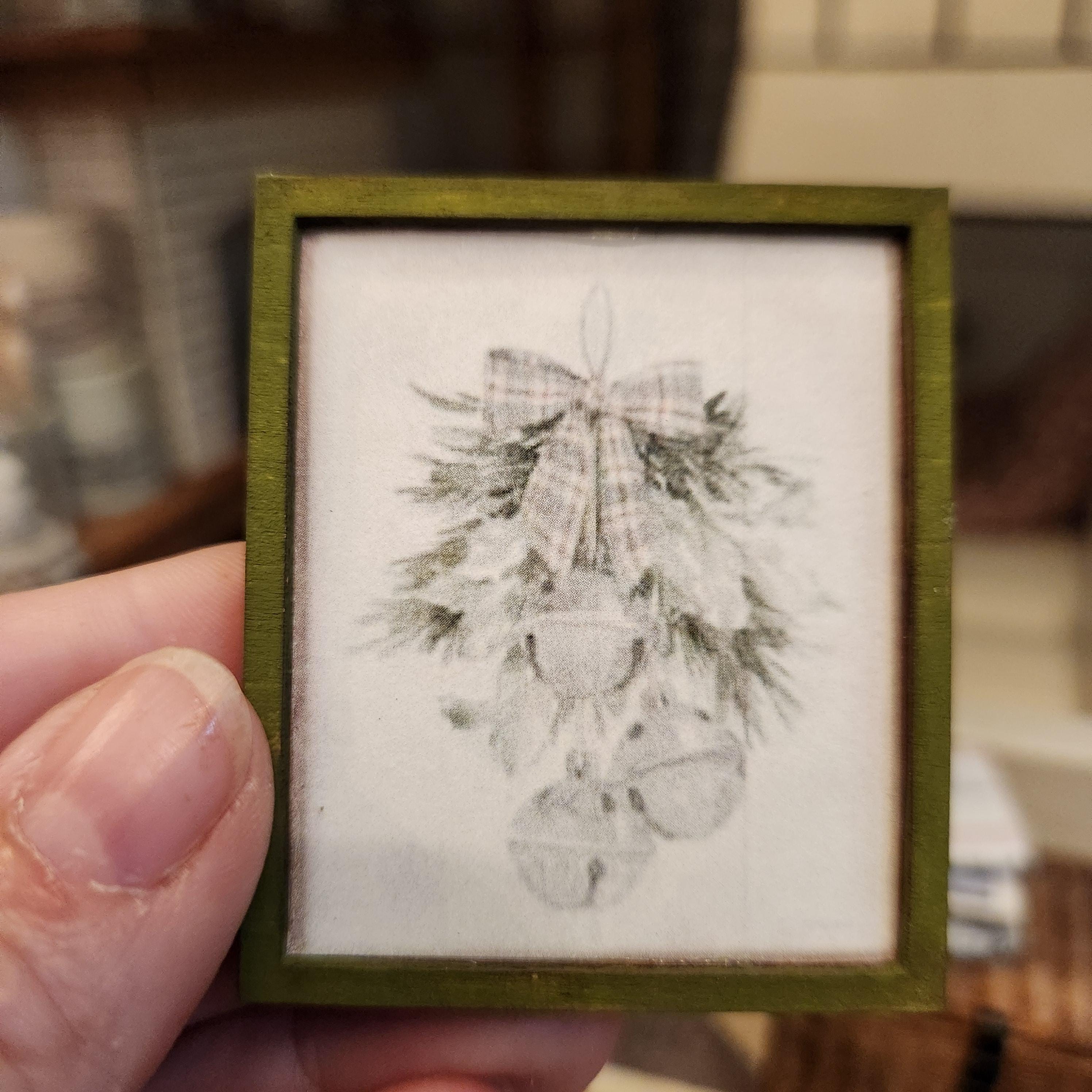 1:12 Scale Miniature "Holiday Chimes" Framed Art – Festive Decor