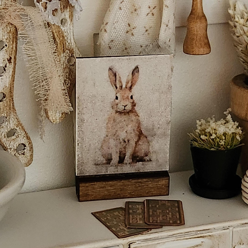 Dollhouse Miniatures sign, BUNNY, home decor, miniature sign, dollhouse accents, 1:12 scale, wall decor