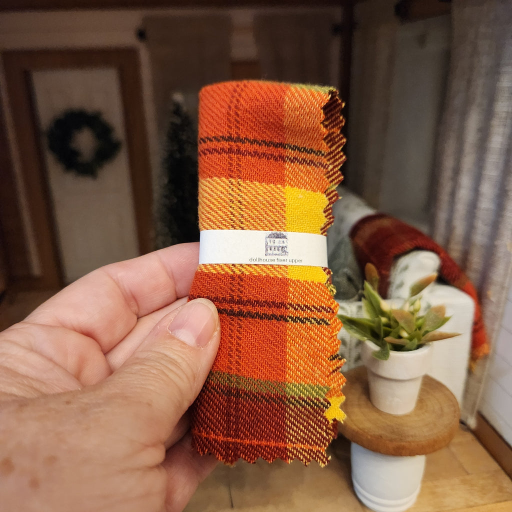 1:12 Scale Miniature Fall Throw Blanket – Seasonal Harvest Afghan