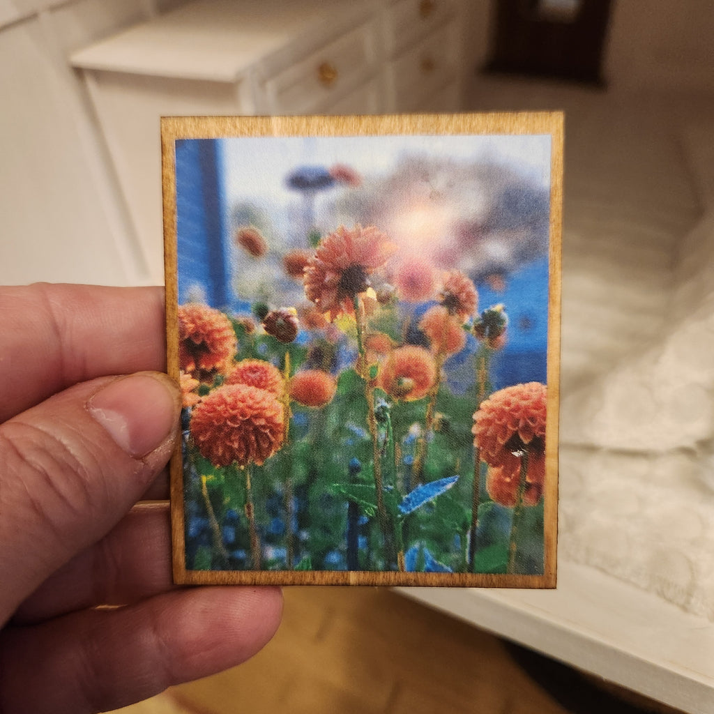 1:12 Scale Miniature "Dahlia" Wood Sign – Vertical Botanical Art