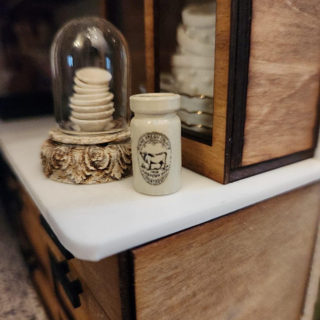 1:12 Scale Miniature Vintage Advertising Jars – Marmalade, Cream, & French Bistro Labels