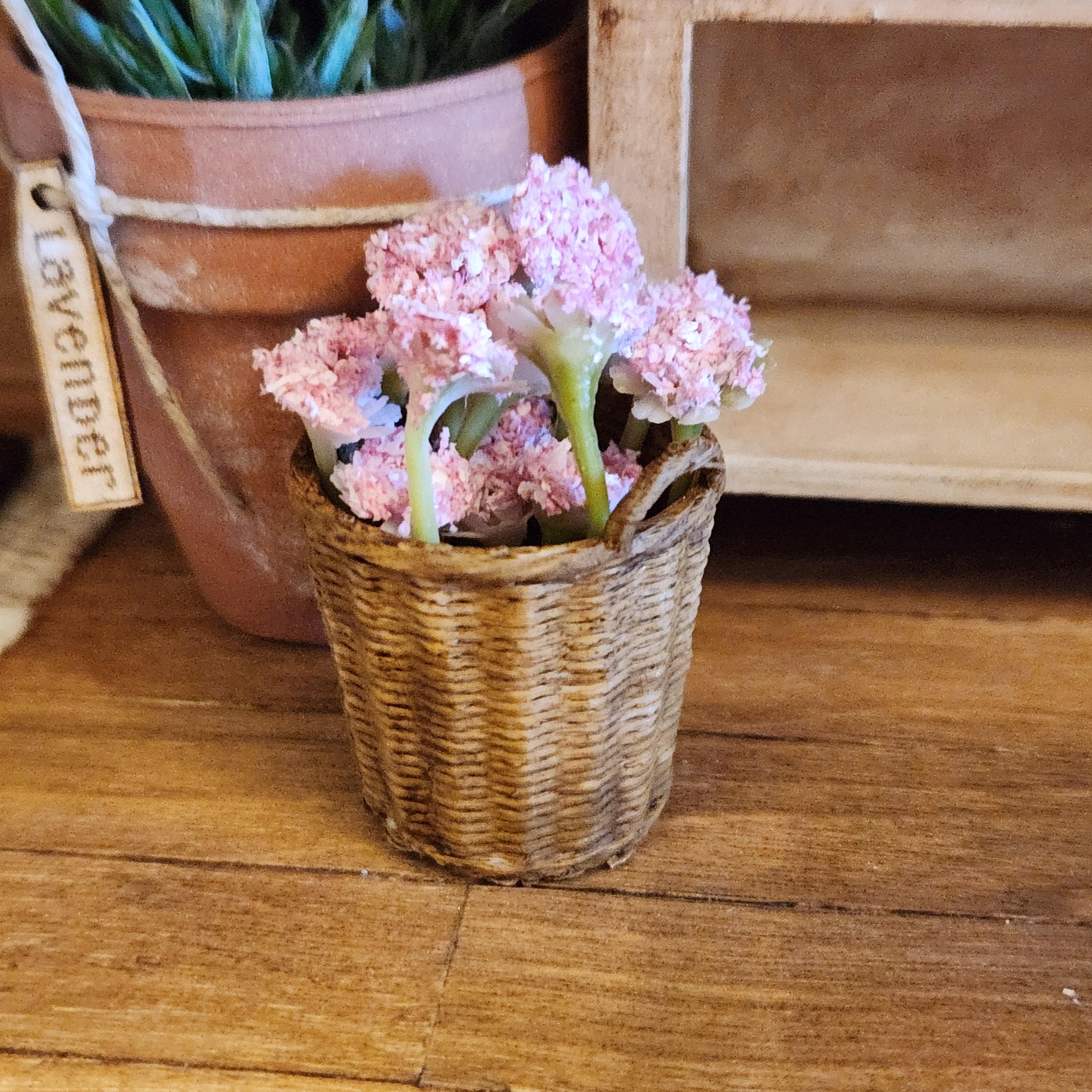 Dollhouse Miniature Potted Flowers | Basket of Flowers, Spring Accent
