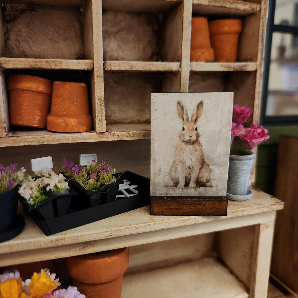 Dollhouse Miniatures sign, BUNNY, home decor, miniature sign, dollhouse accents, 1:12 scale, wall decor