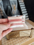 Dollhouse Miniature Accent Pillow, Red Stripe Ticking, 1:12 Scale