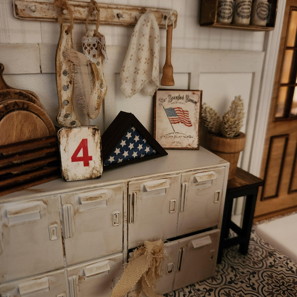 Dollhouse Miniatures sign, STAR SPANGLED BANNER, home decor, miniature sign, dollhouse accents, 1:12 scale, kitchen decor