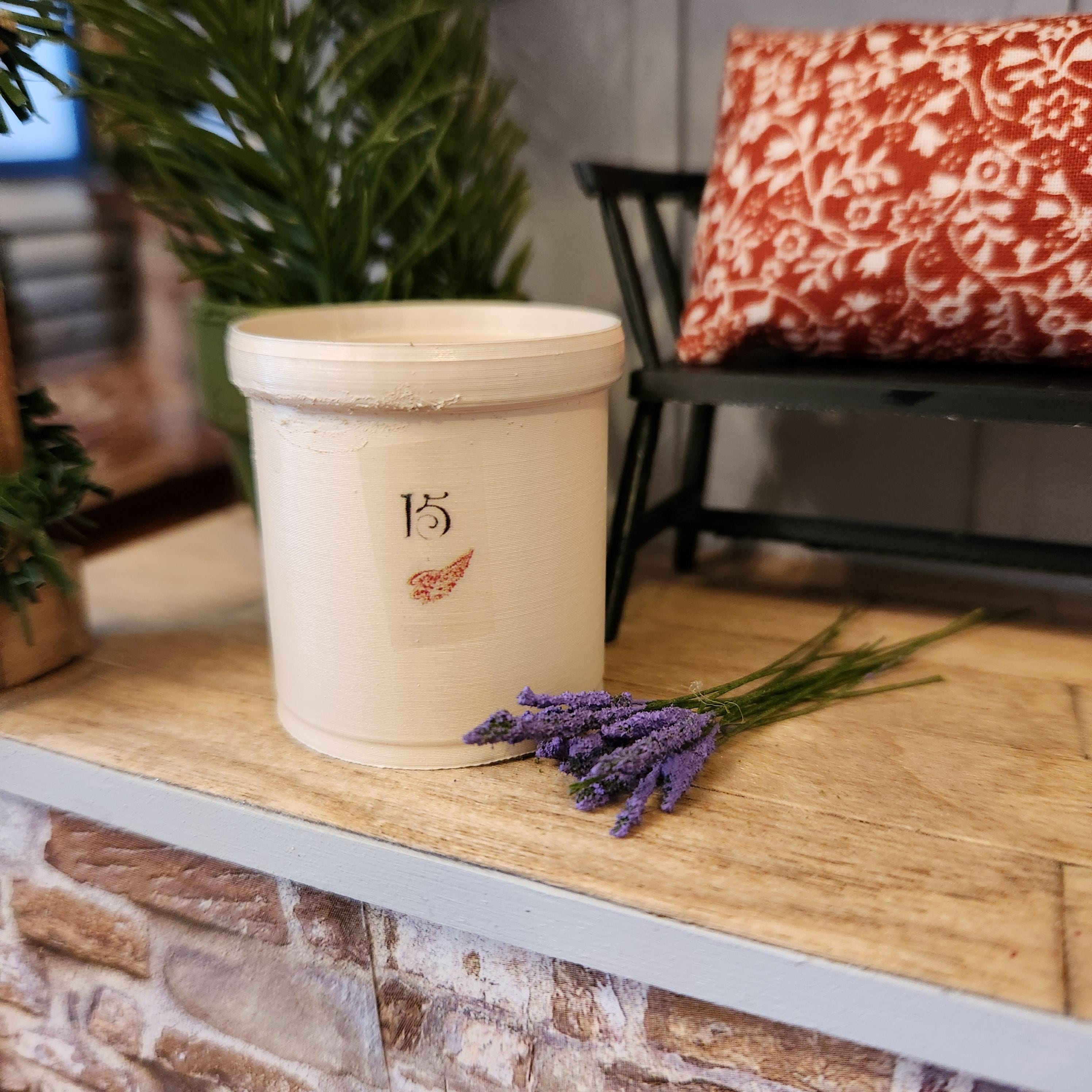 1:12 Scale Miniature Red Wing Crock – Vintage Tan Stoneware Accent