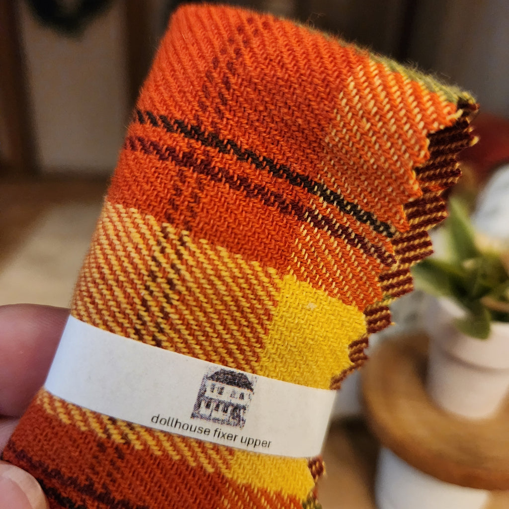 1:12 Scale Miniature Fall Throw Blanket – Seasonal Harvest Afghan