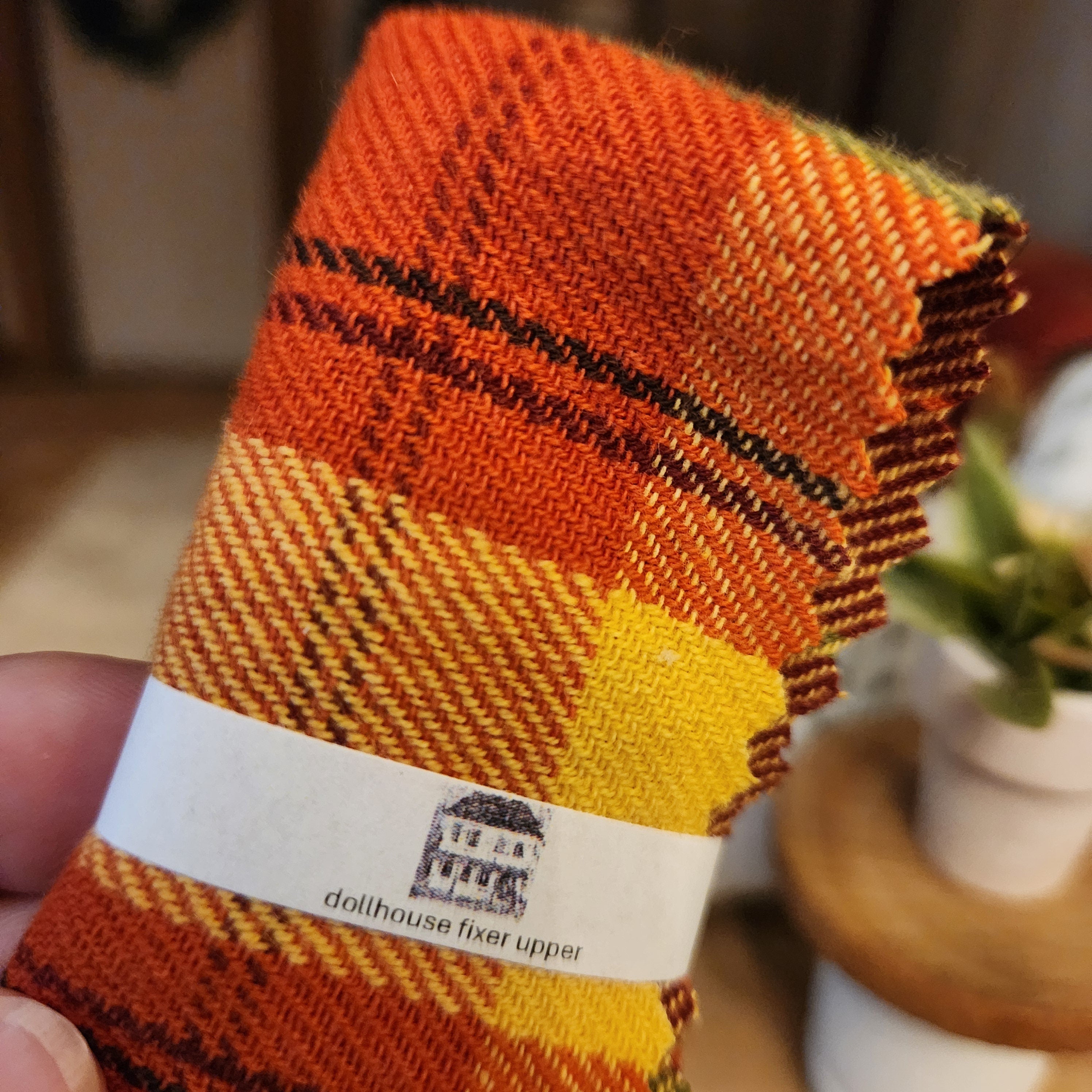 1:12 Scale Miniature Fall Throw Blanket – Seasonal Harvest Afghan