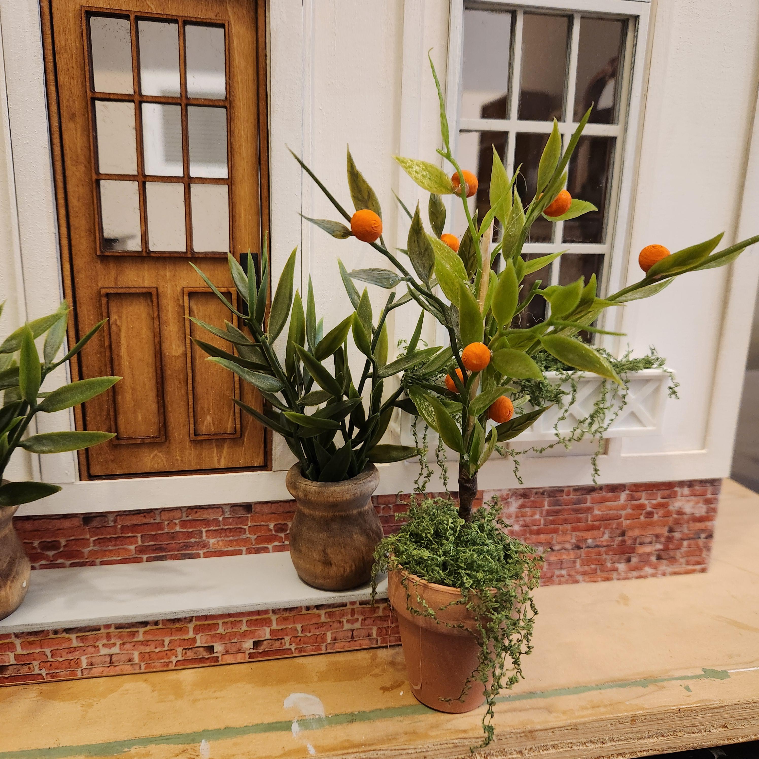 1:12 Scale Miniature Potted Fruit Tree – Lemon or Orange Topiary