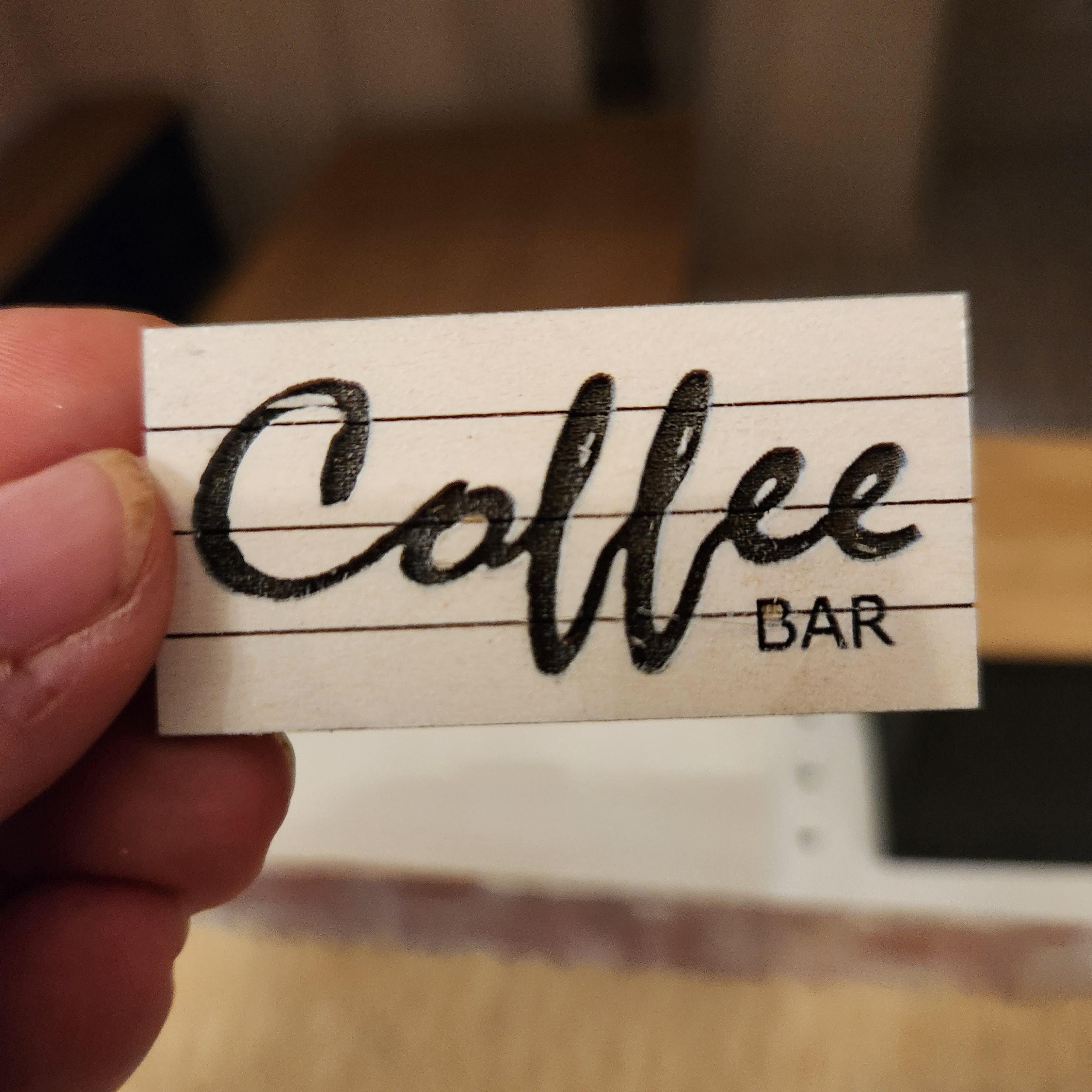 1:12 Scale Miniature Engraved "COFFEE BAR" Sign – Artisan Kitchen Decor