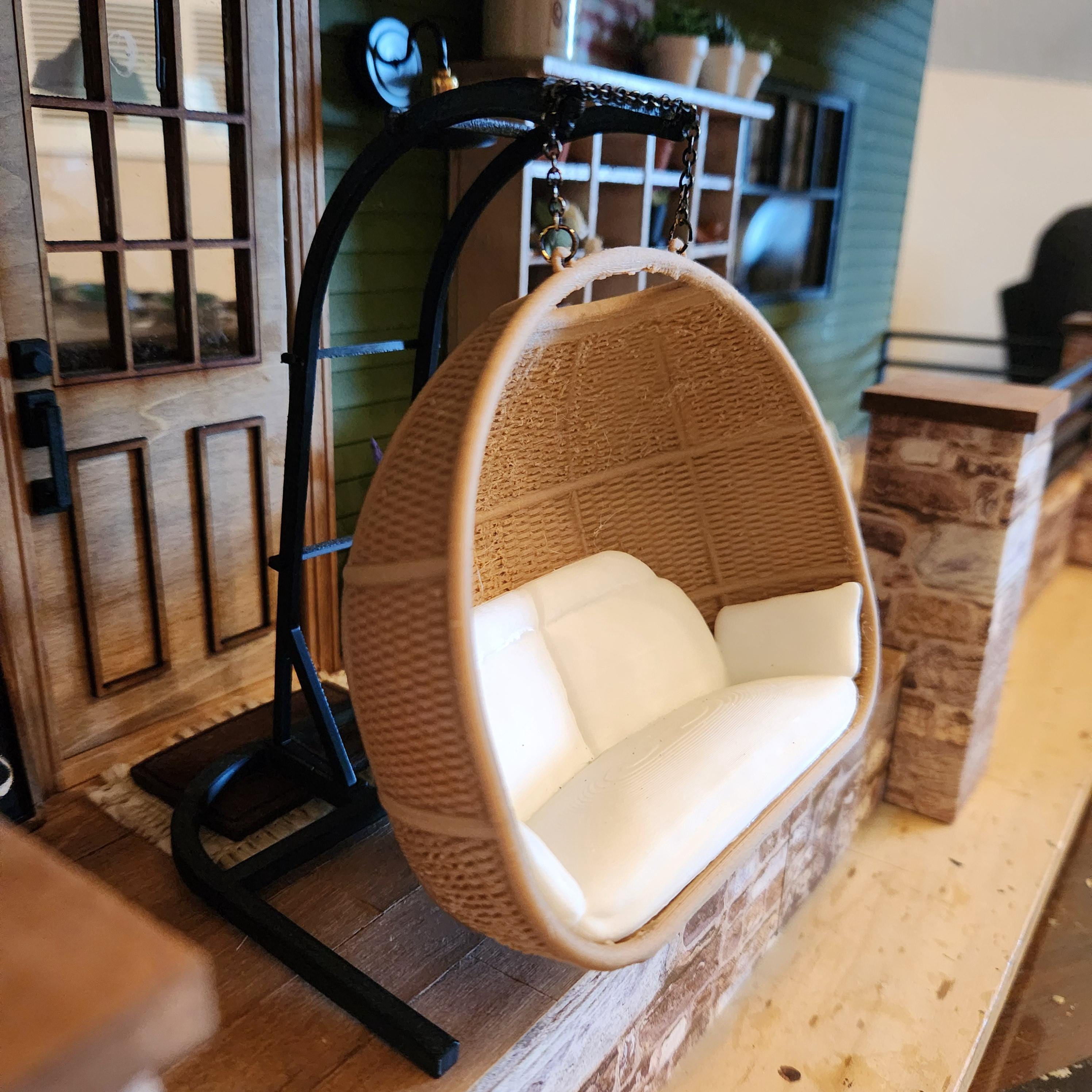 Dollhouse Miniatures Hanging Chair, dollhouse furniture, 1:12 scale
